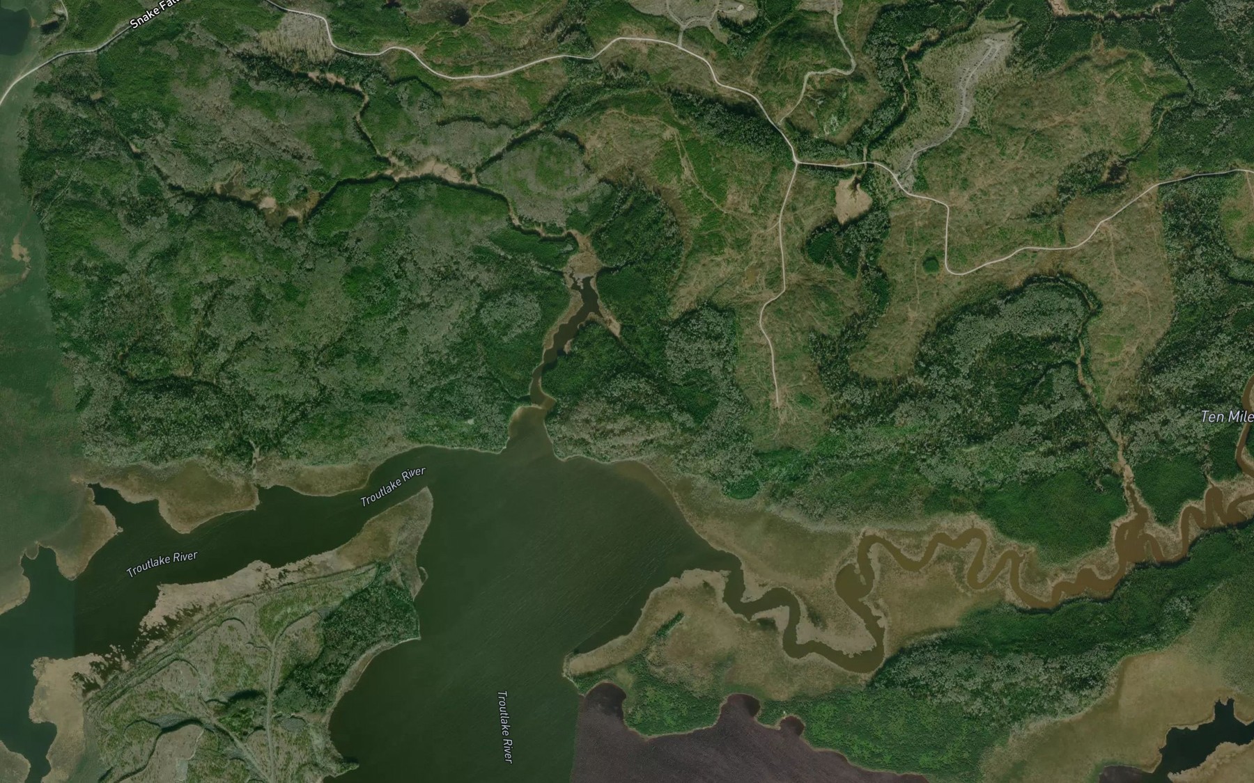 Satellite map of the Ten Mile Creek