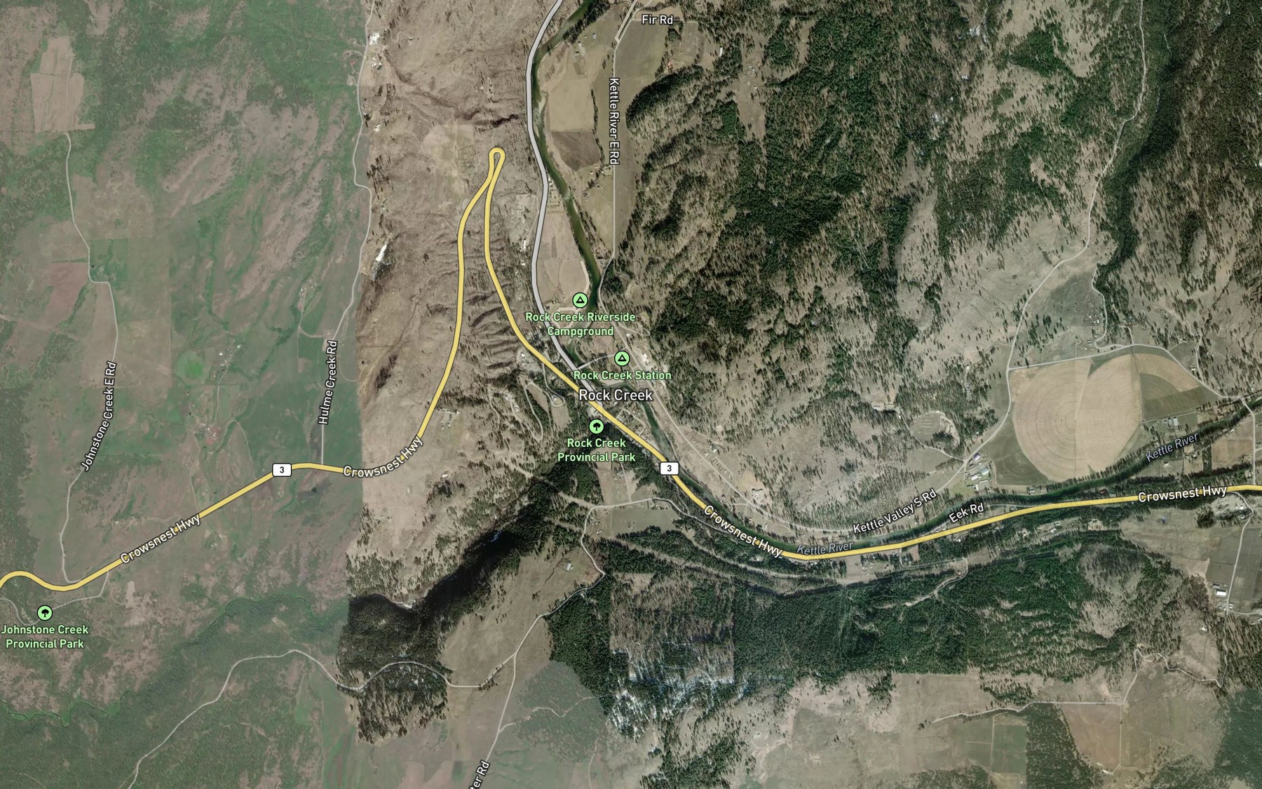Satellite map of the Rock Creek