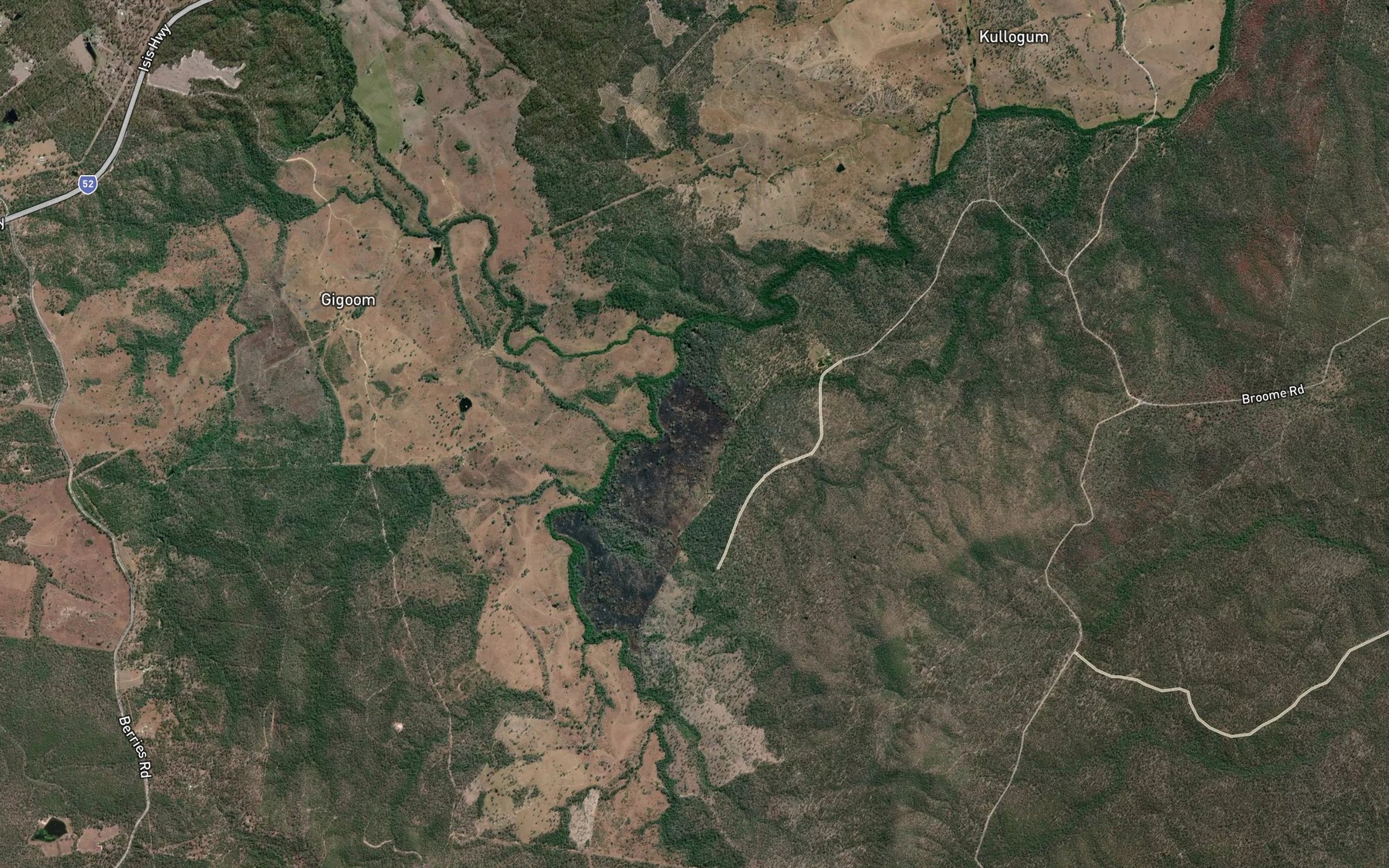 Satellite map of the Gigoom Creek
