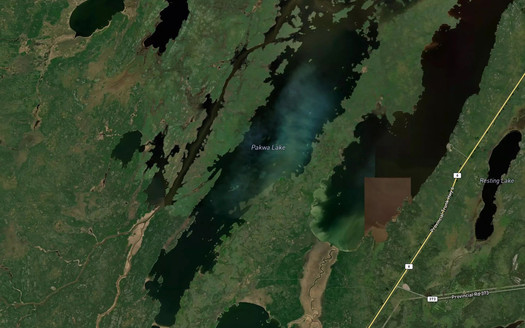 Satellite map of the Pakwa Lake