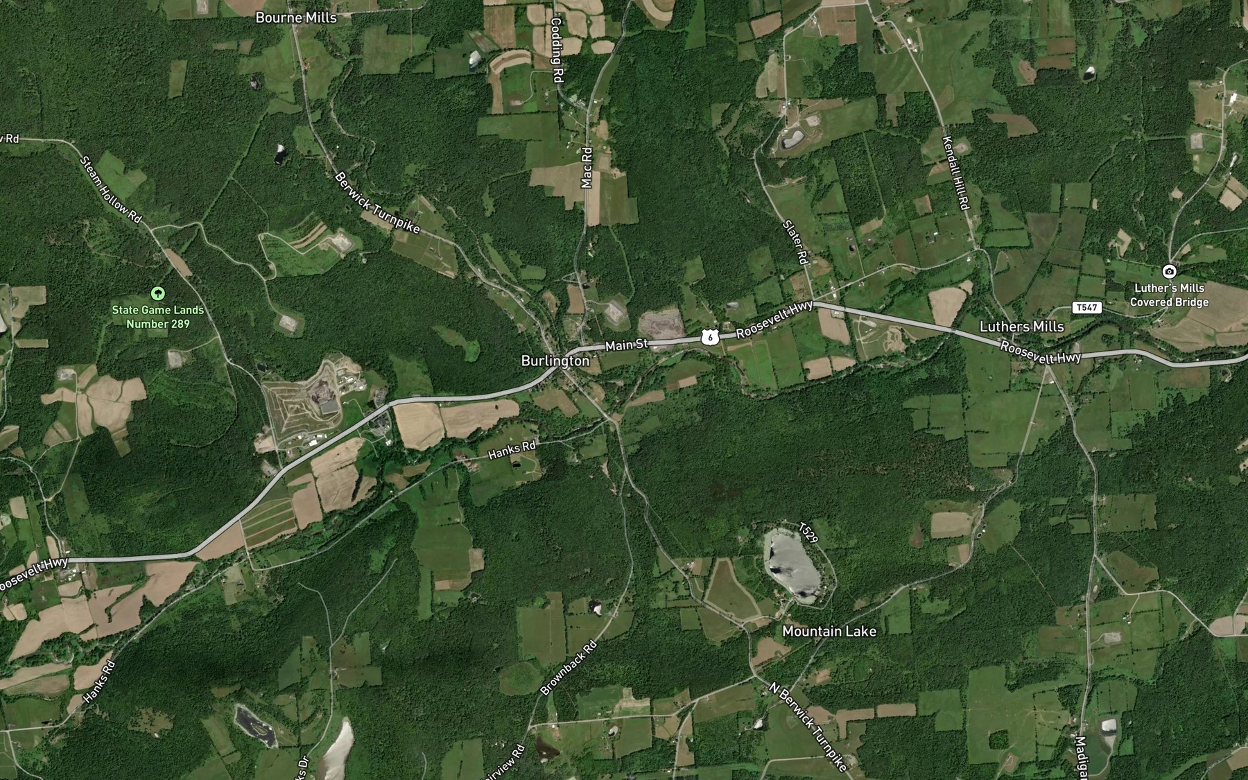 Satellite map of the Tomjack Creek