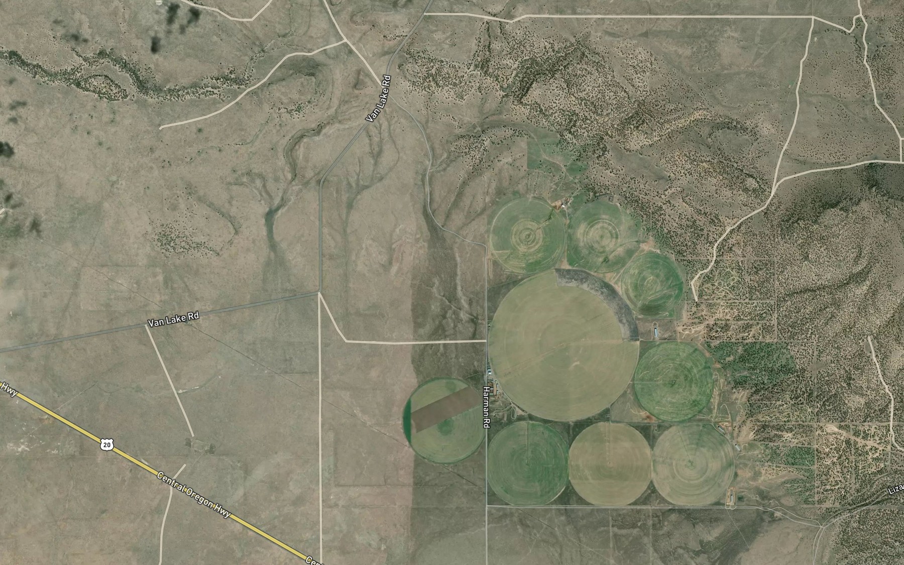 Satellite map of the Gibson Creek