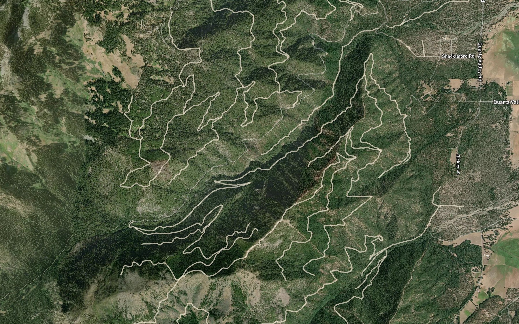 Satellite map of the Big Meadows Creek