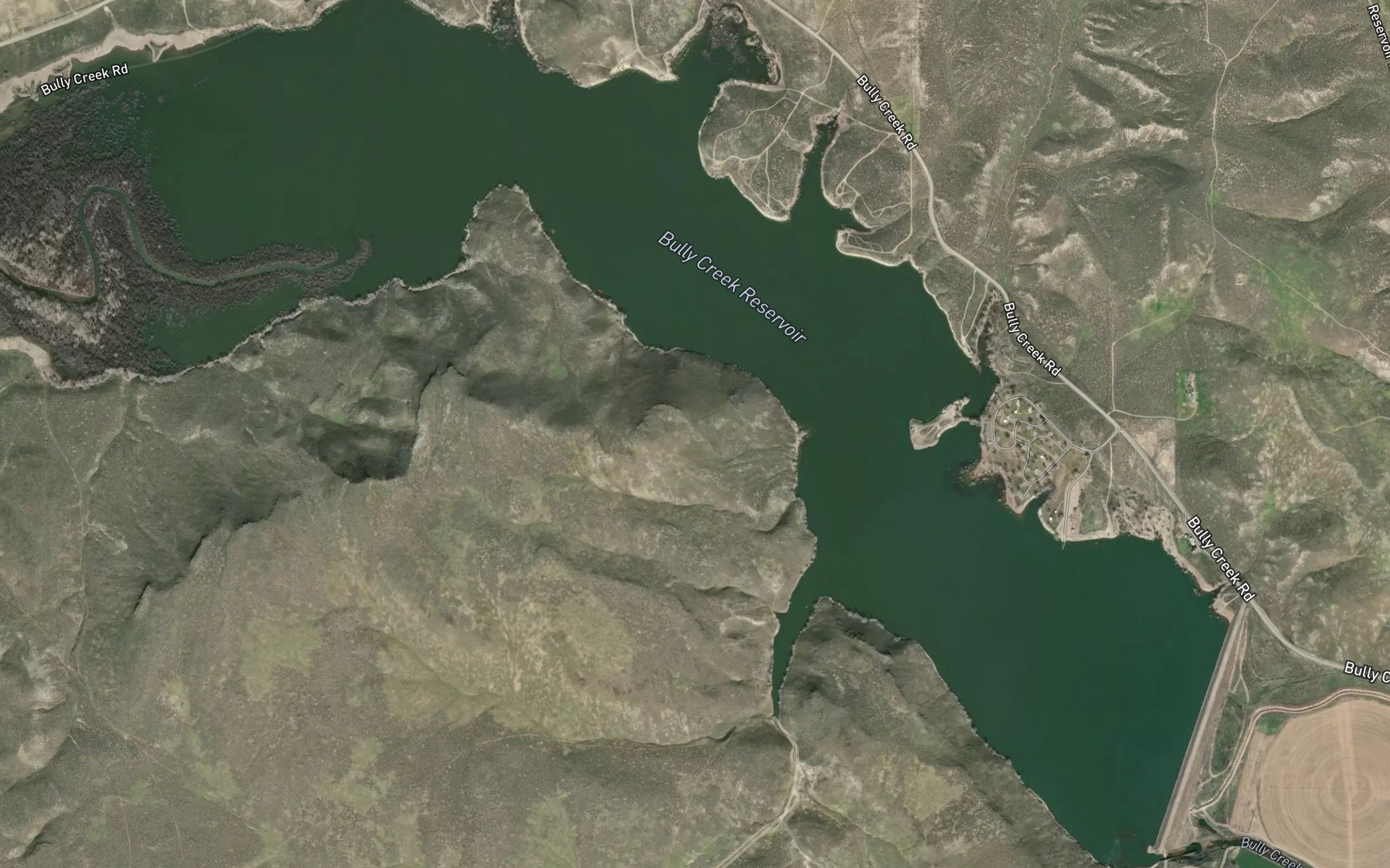 Satellite map of the Bully Creek Reservoir