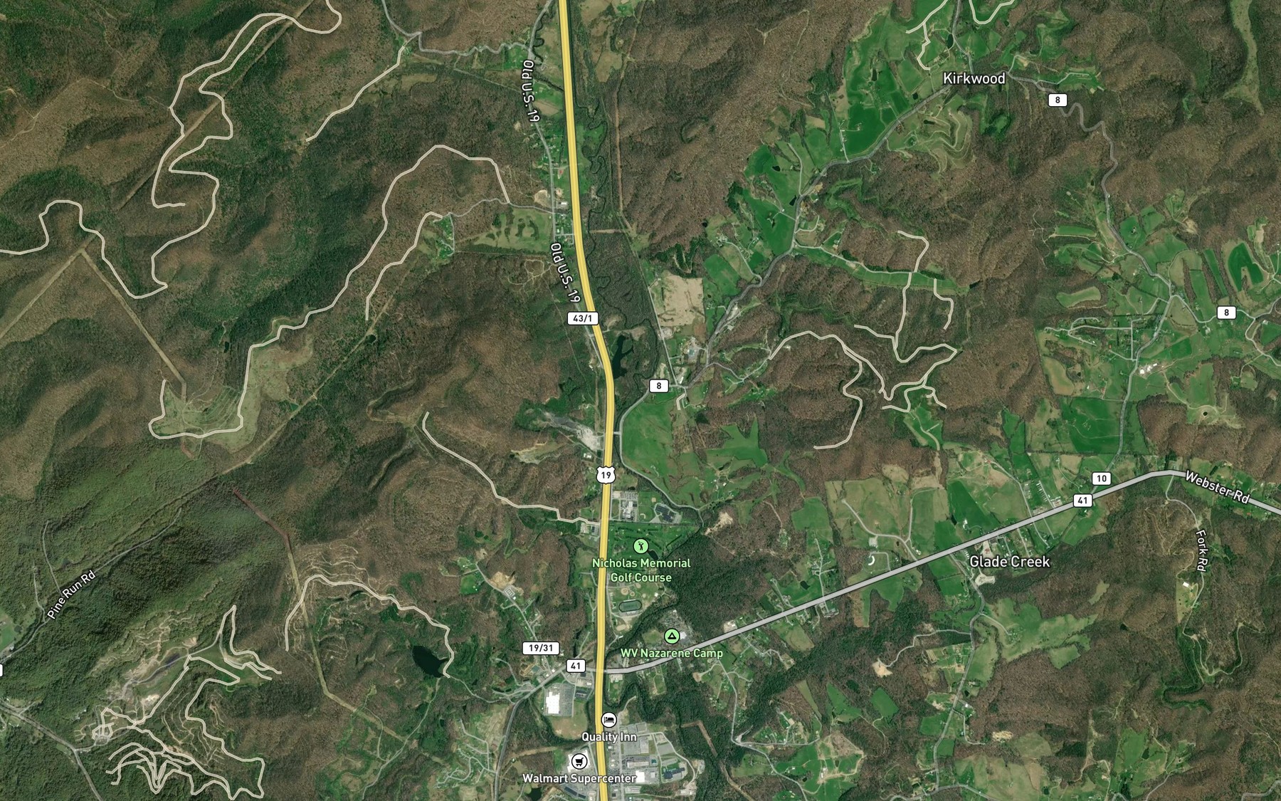 Satellite map of the Phillips Run