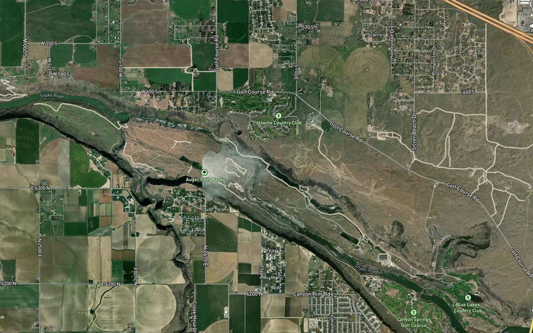 Satellite map of the Warm Creek
