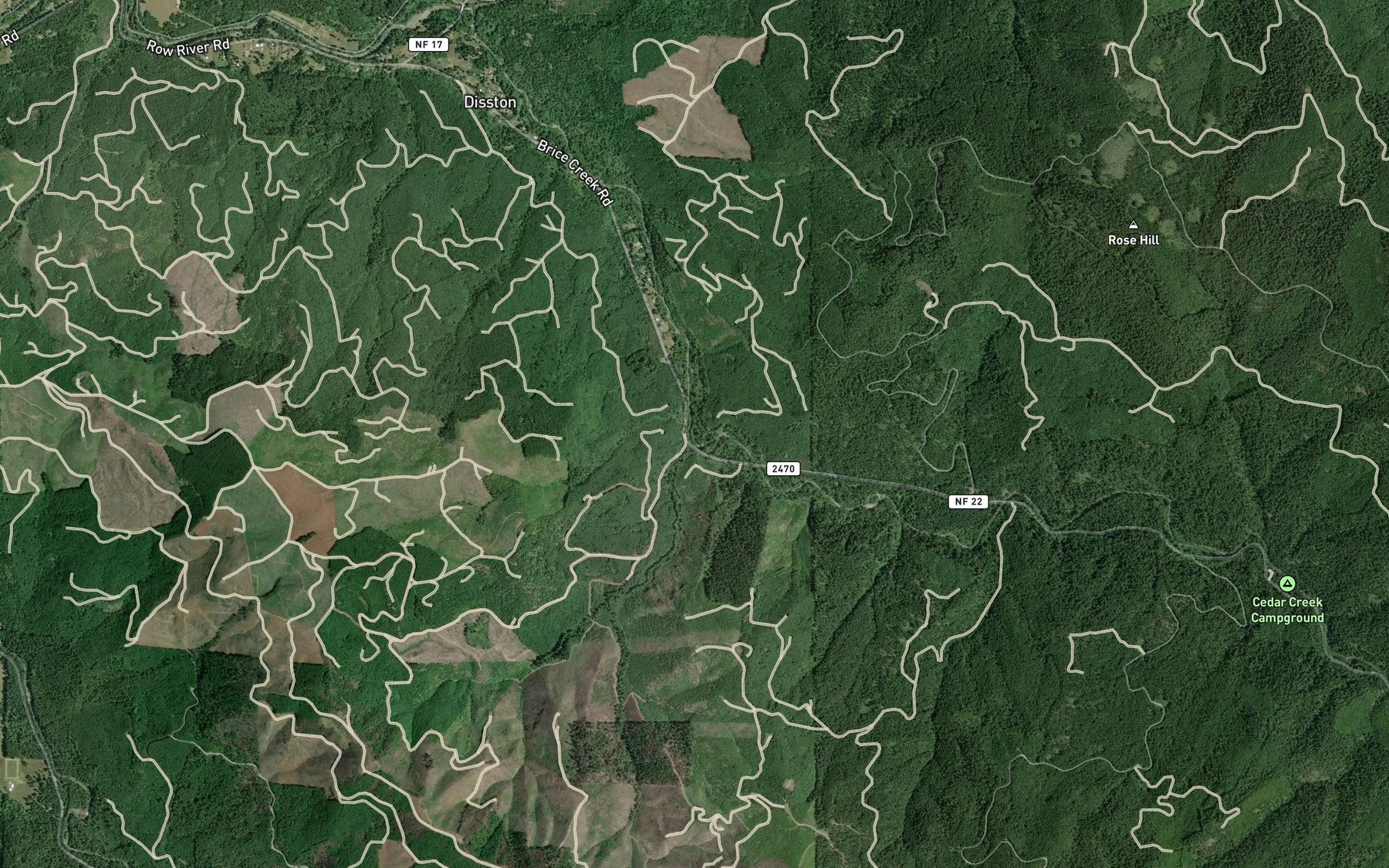 Satellite map of the Alder Creek