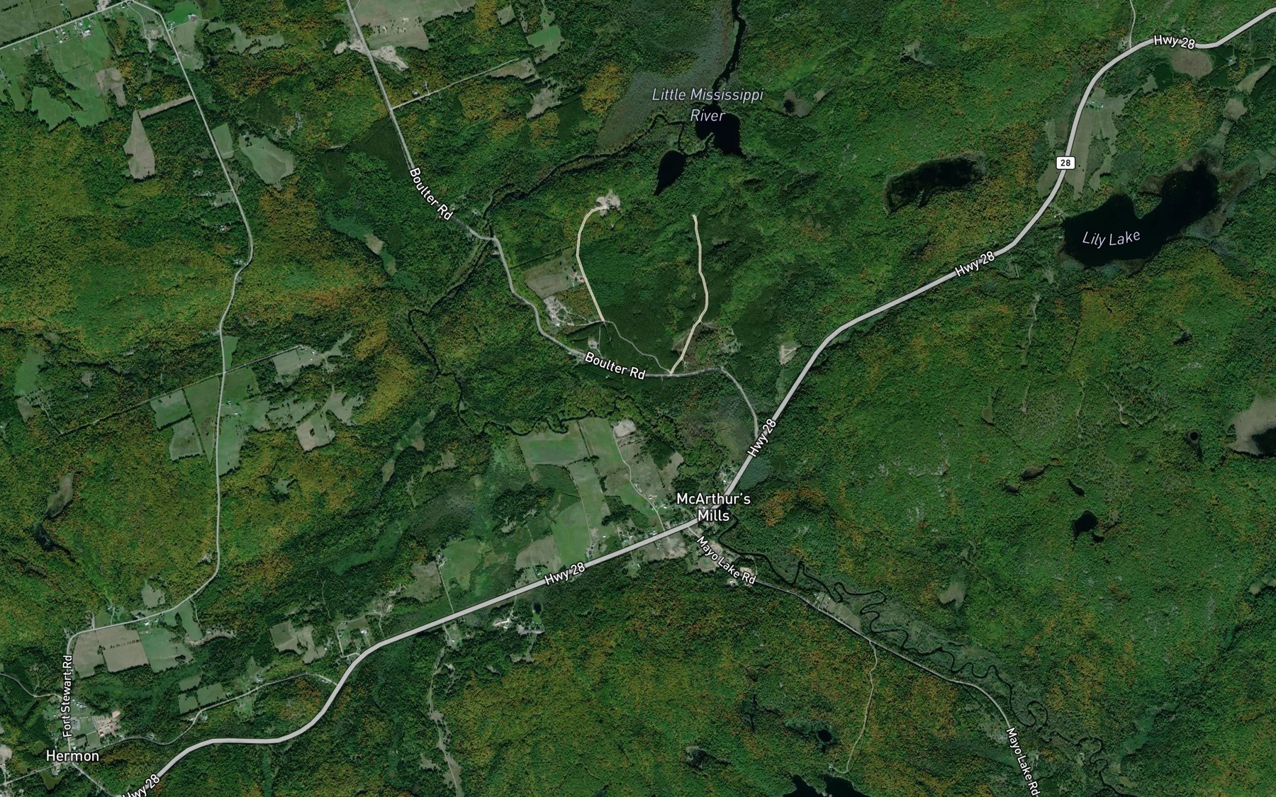 Satellite map of the Lily Creek