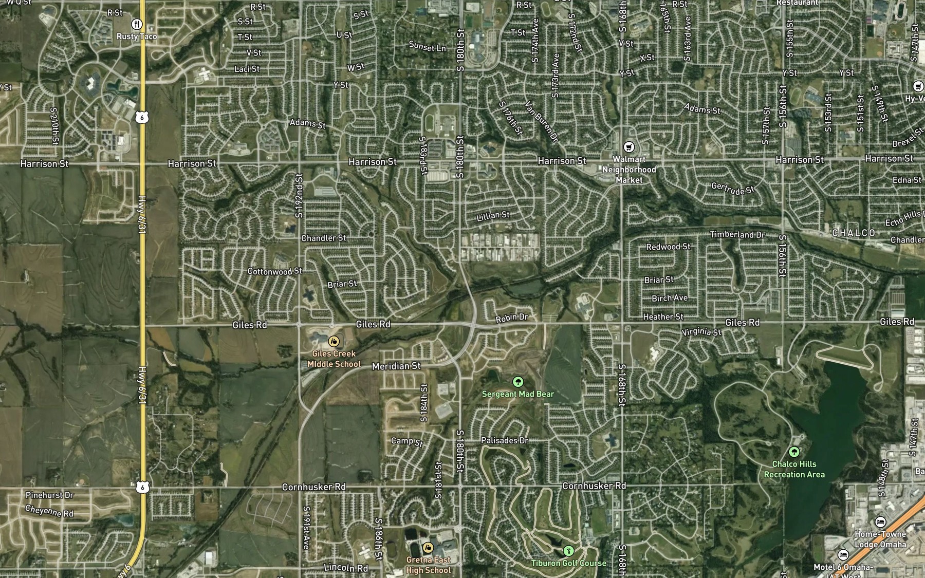Satellite map of the Beadle Creek