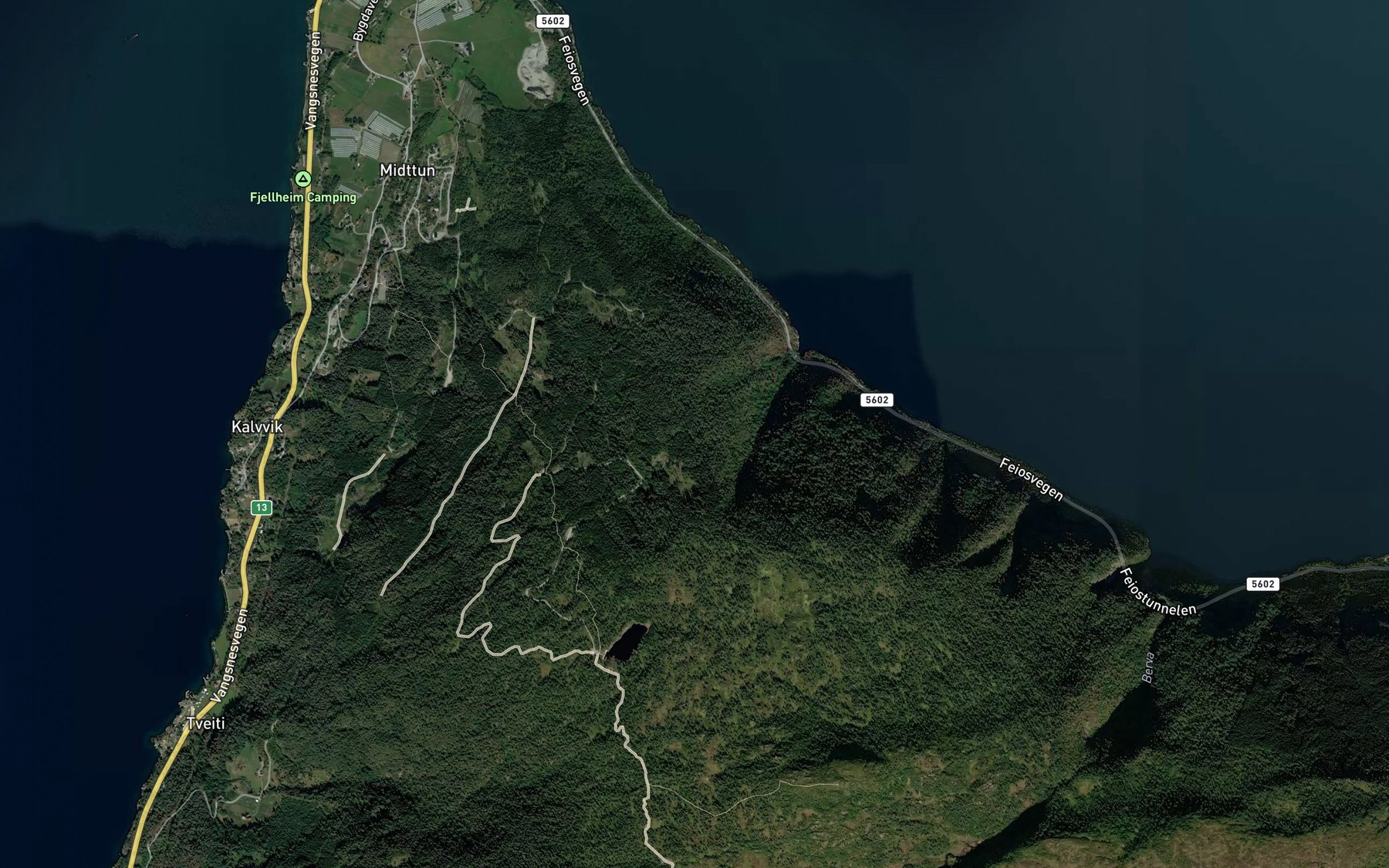 Satellite map of the Svartefossen