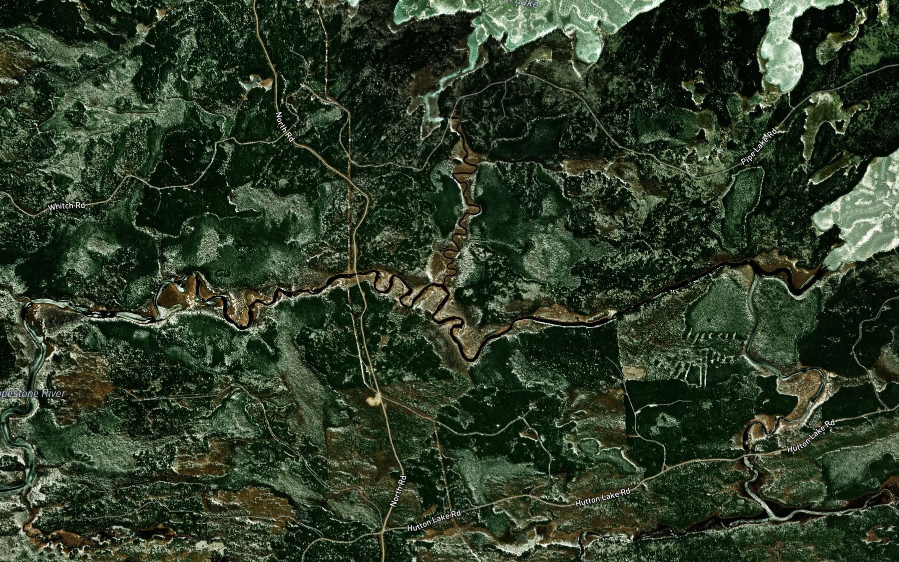Satellite map of the Whalen Creek