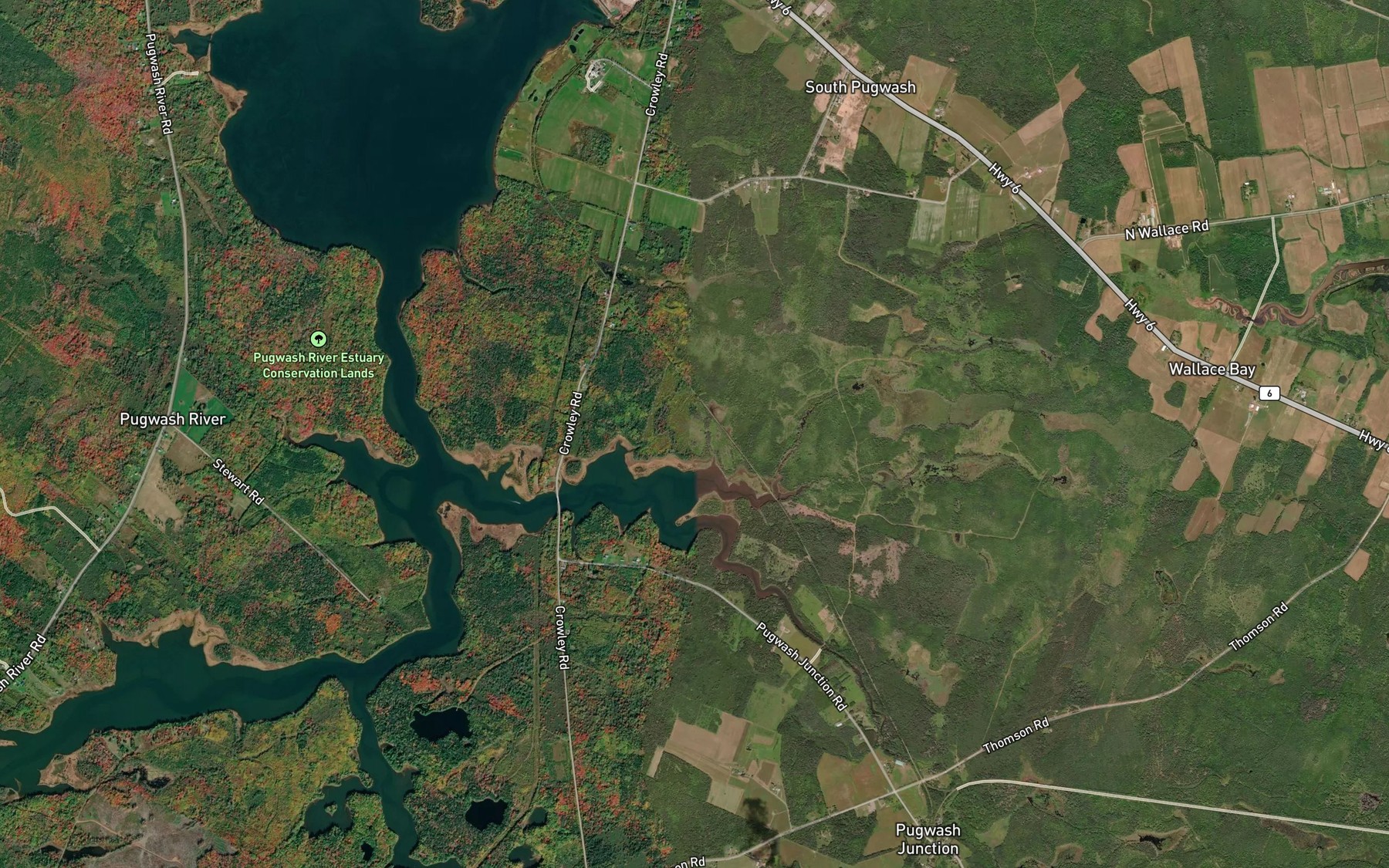 Satellite map of the Hackney Creek