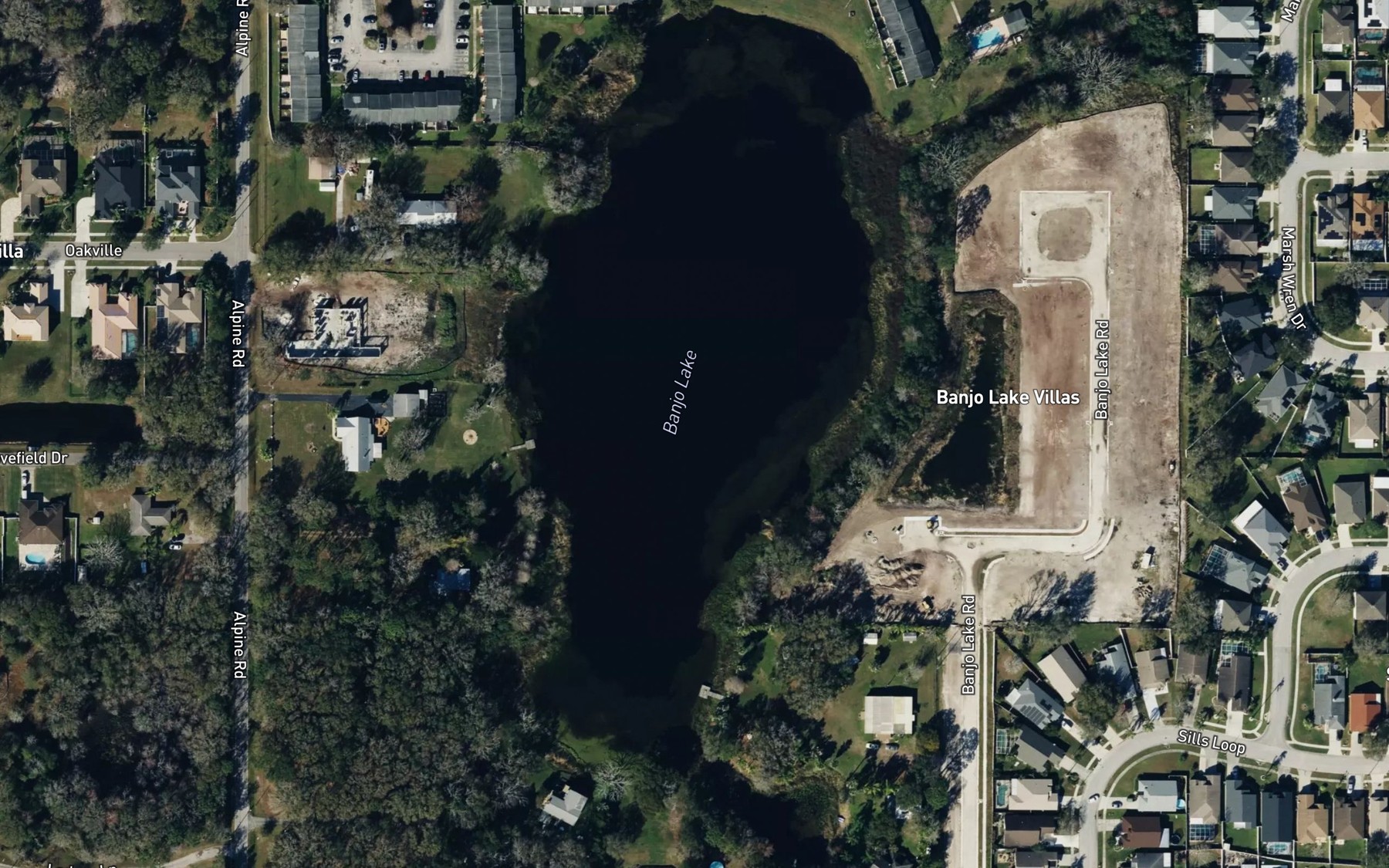 Satellite map of the Banjo Lake