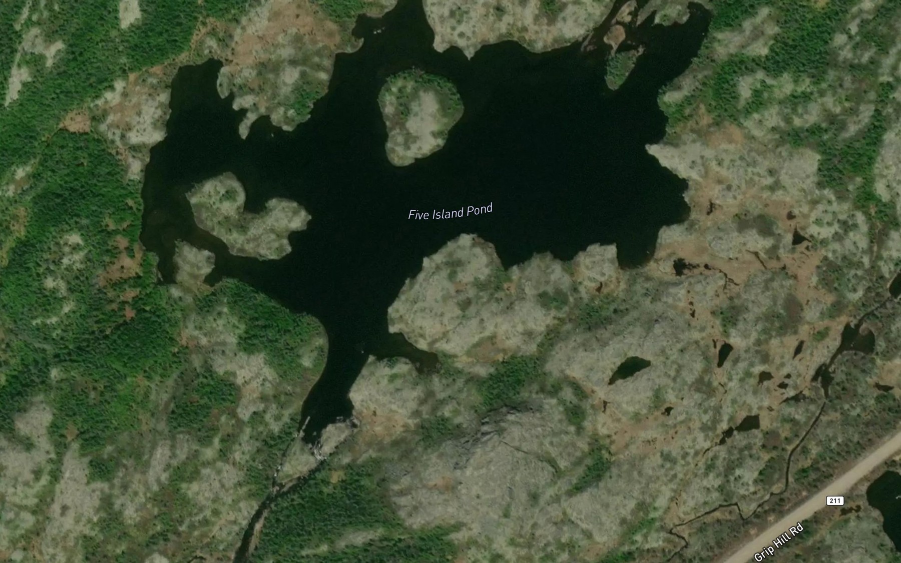 Satellite map of the Five Island Pond