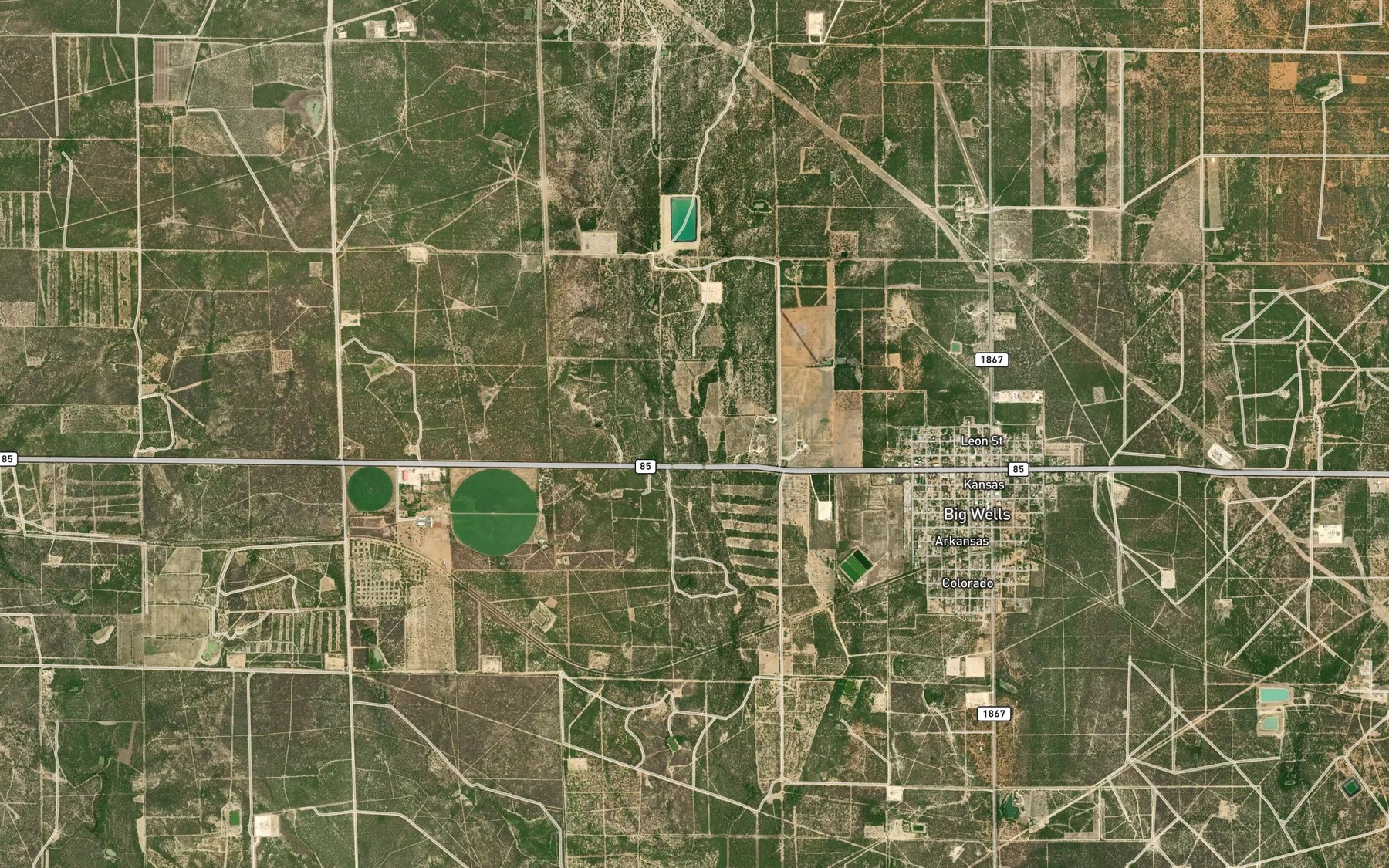 Satellite map of the Galvaneno Creek