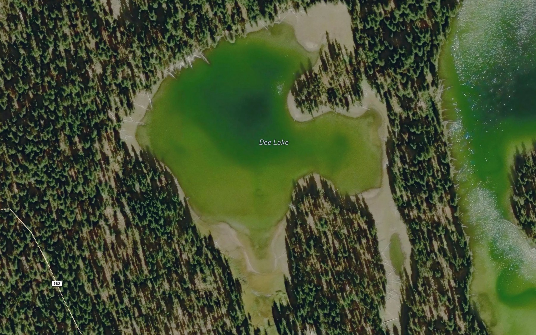 Satellite map of the Dee Lake