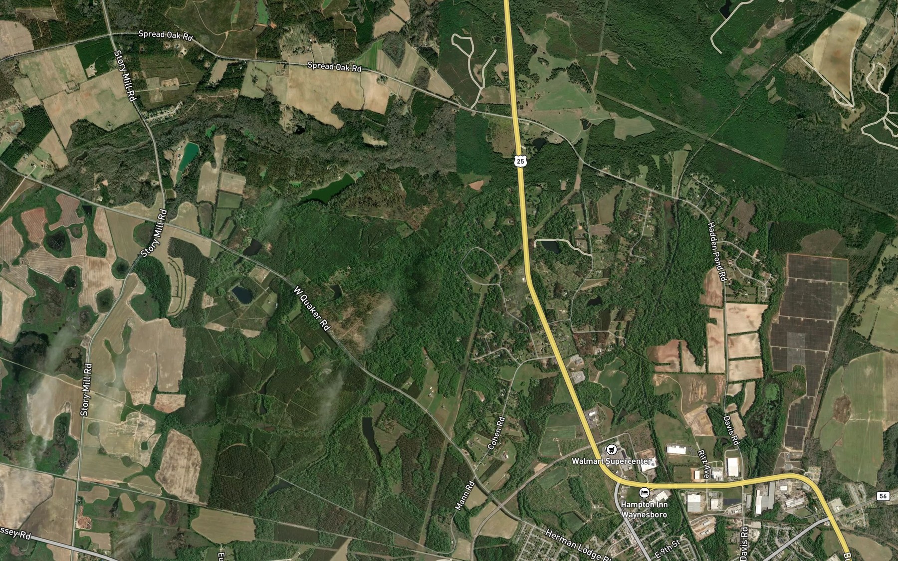 Satellite map of the Walnut Branch