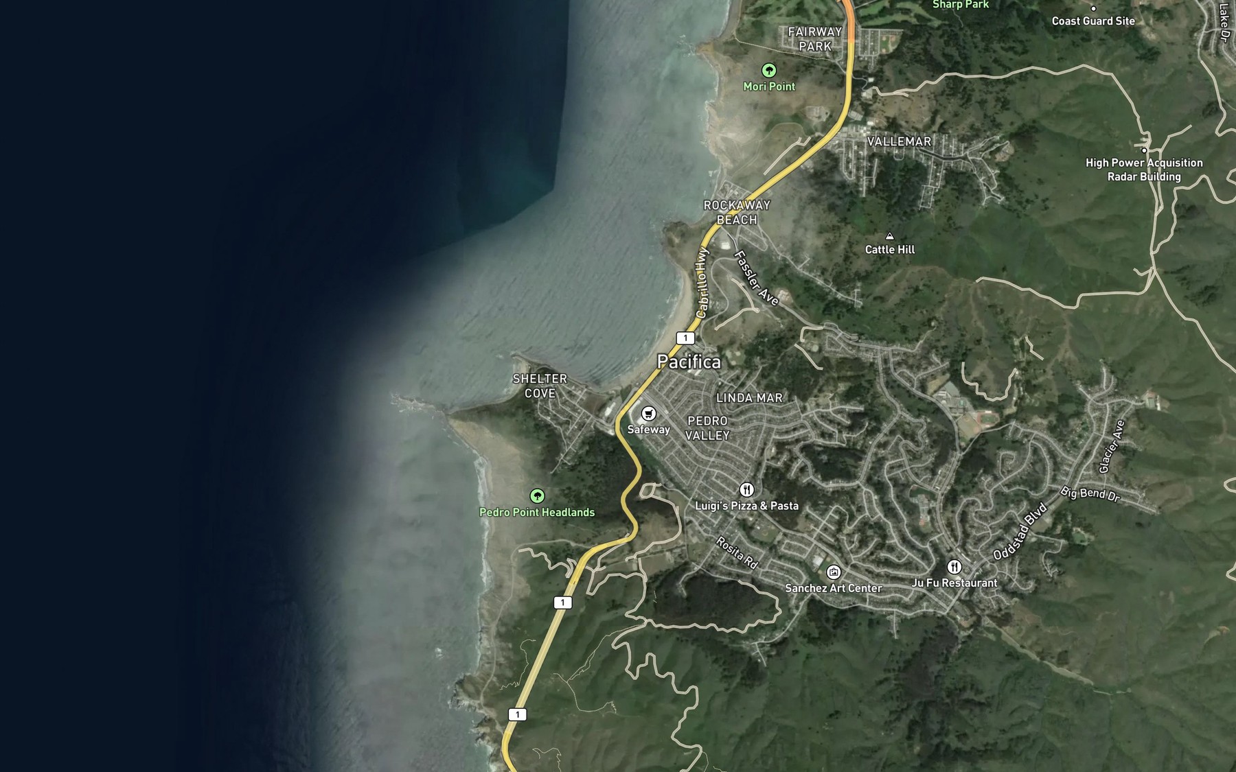 Satellite map of the San Pedro Creek