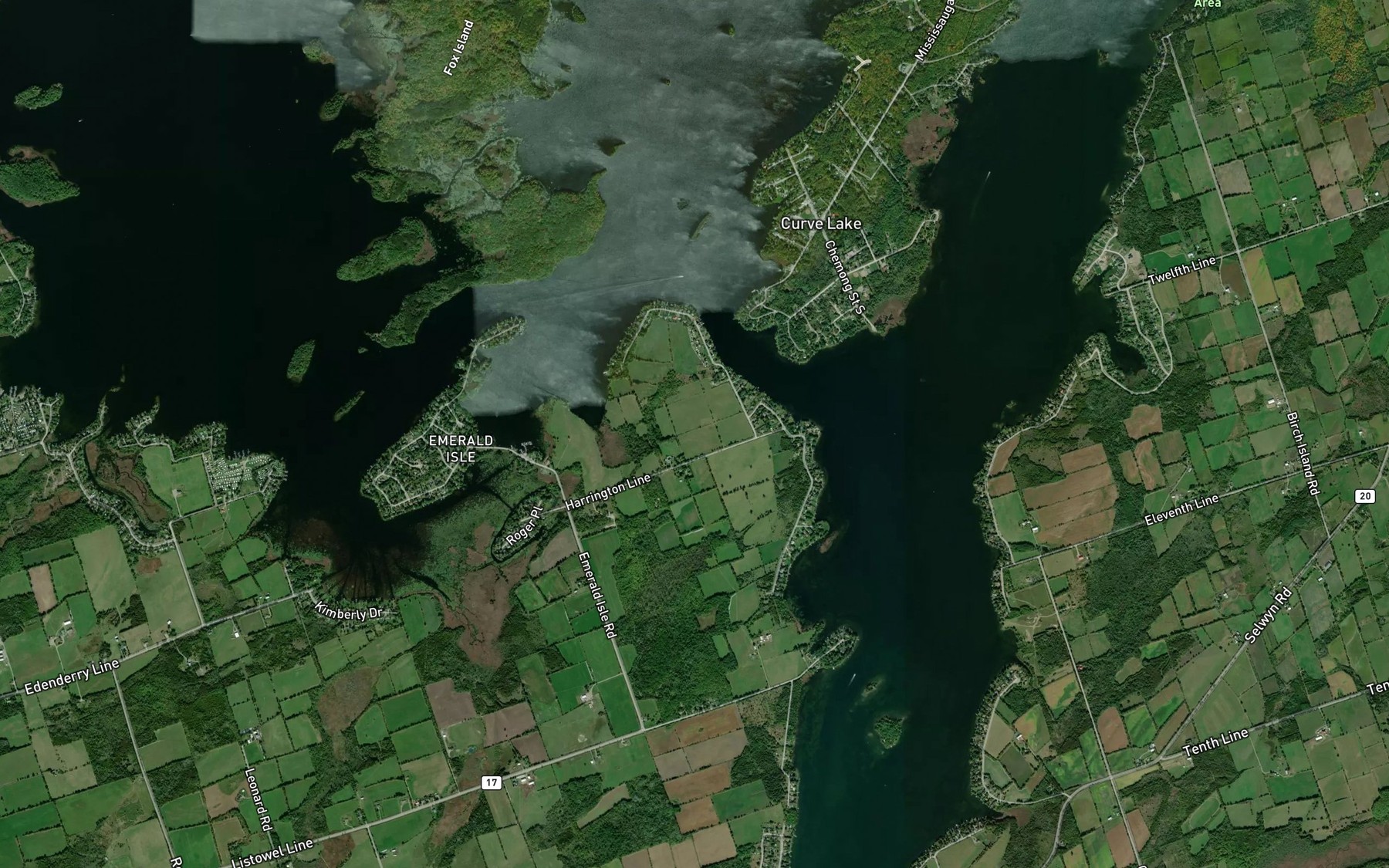 Satellite map of the Harrington Narrows