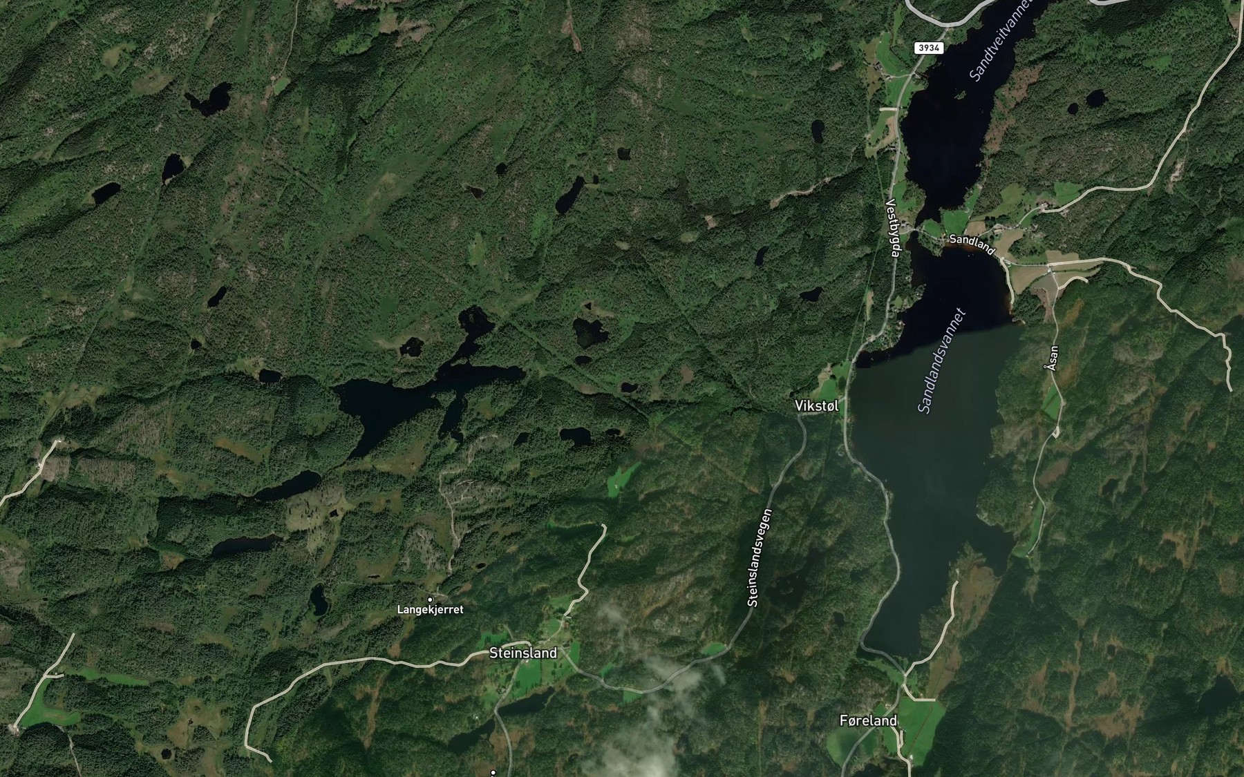 Satellite map of the Nordre Tuptelitjonn