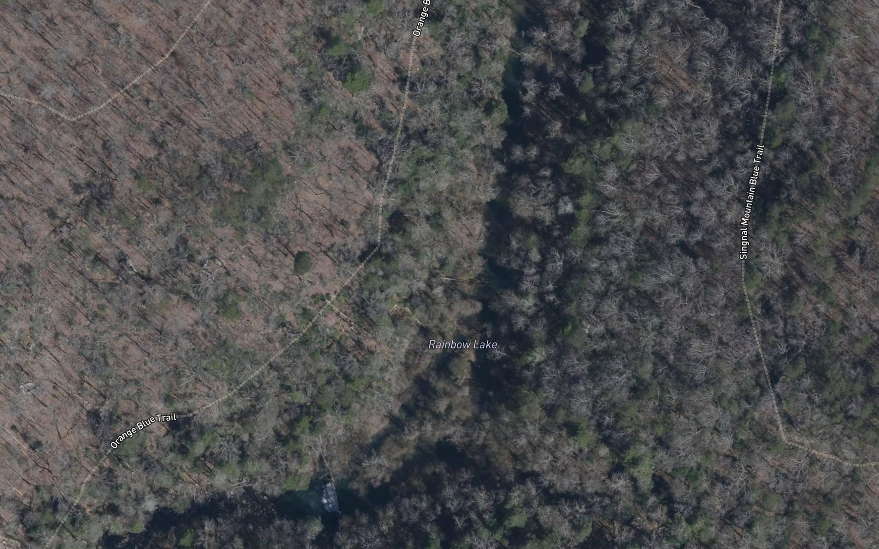 Satellite map of the Rainbow Lake
