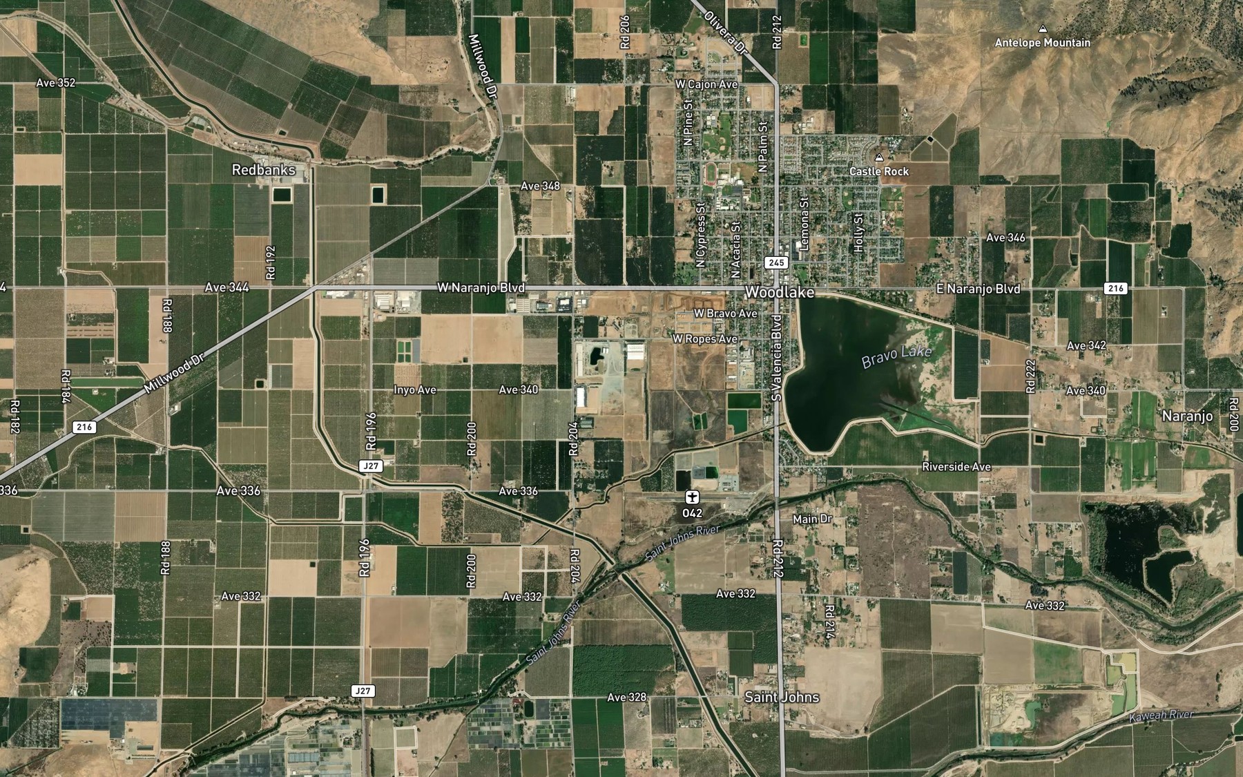 Satellite map of the Wutchumna Ditch Reservoir