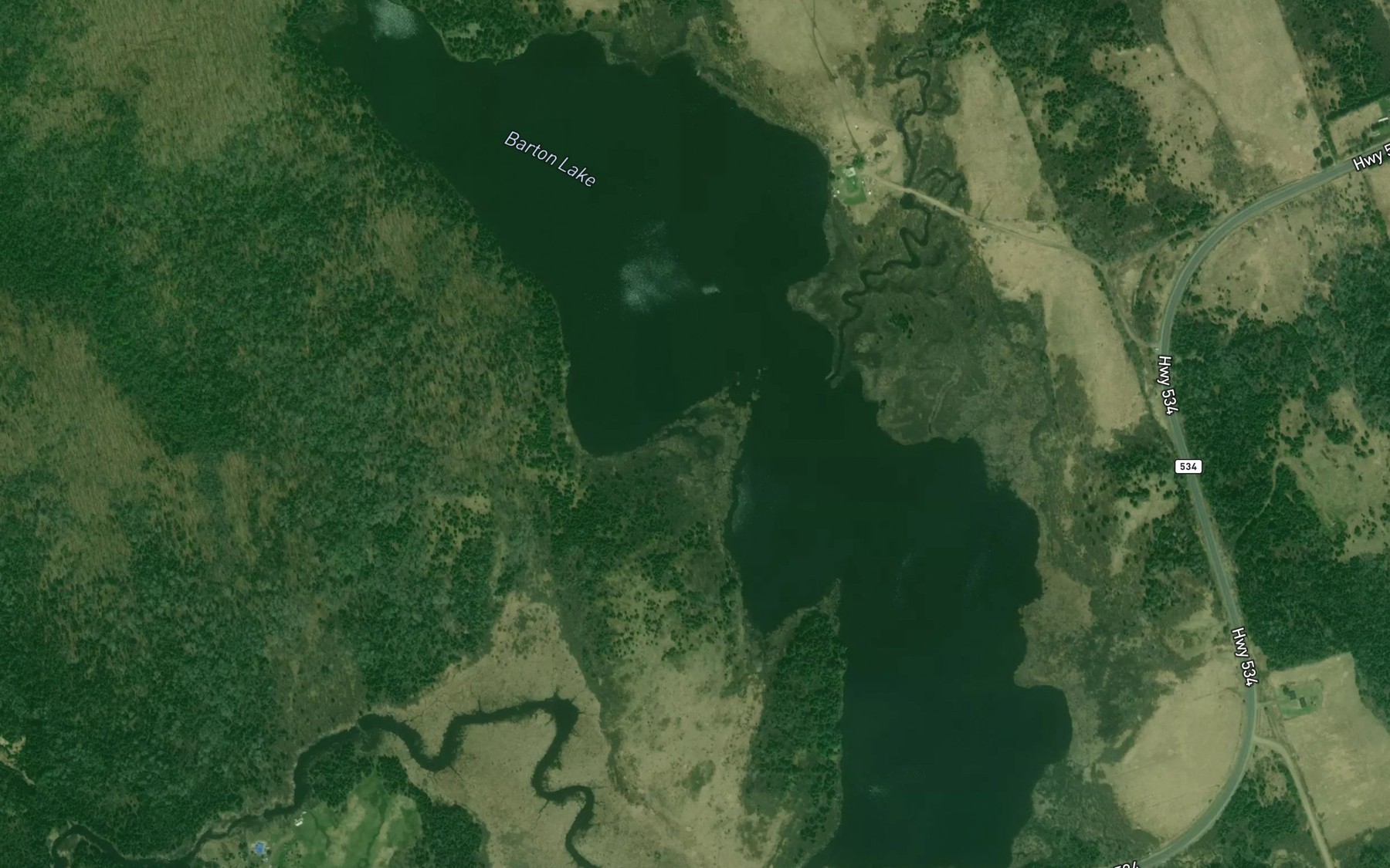 Satellite map of the Barton Lake