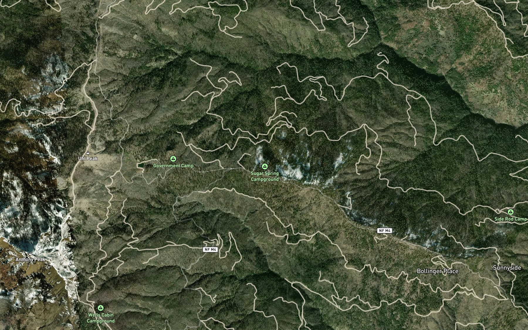 Satellite map of the Sugar Spring
