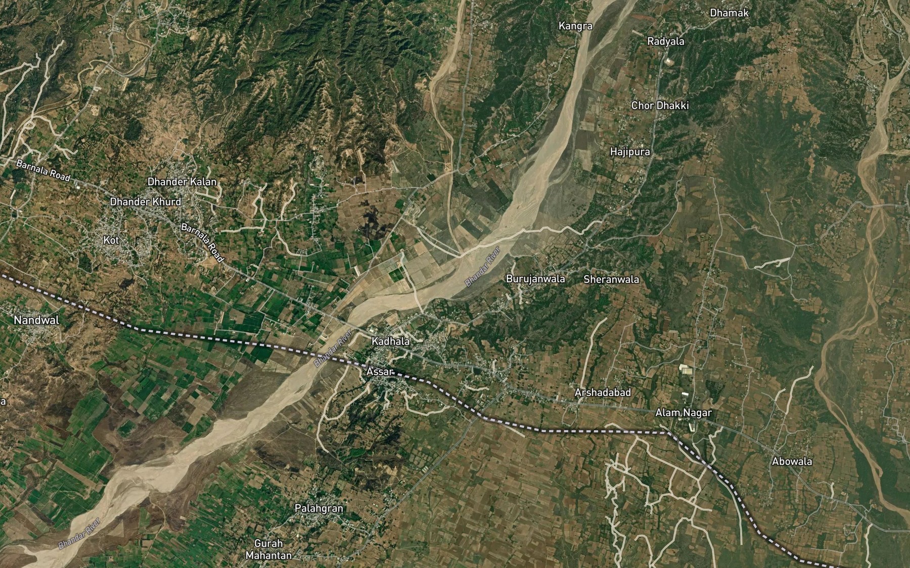 Satellite map of the Malot Nala