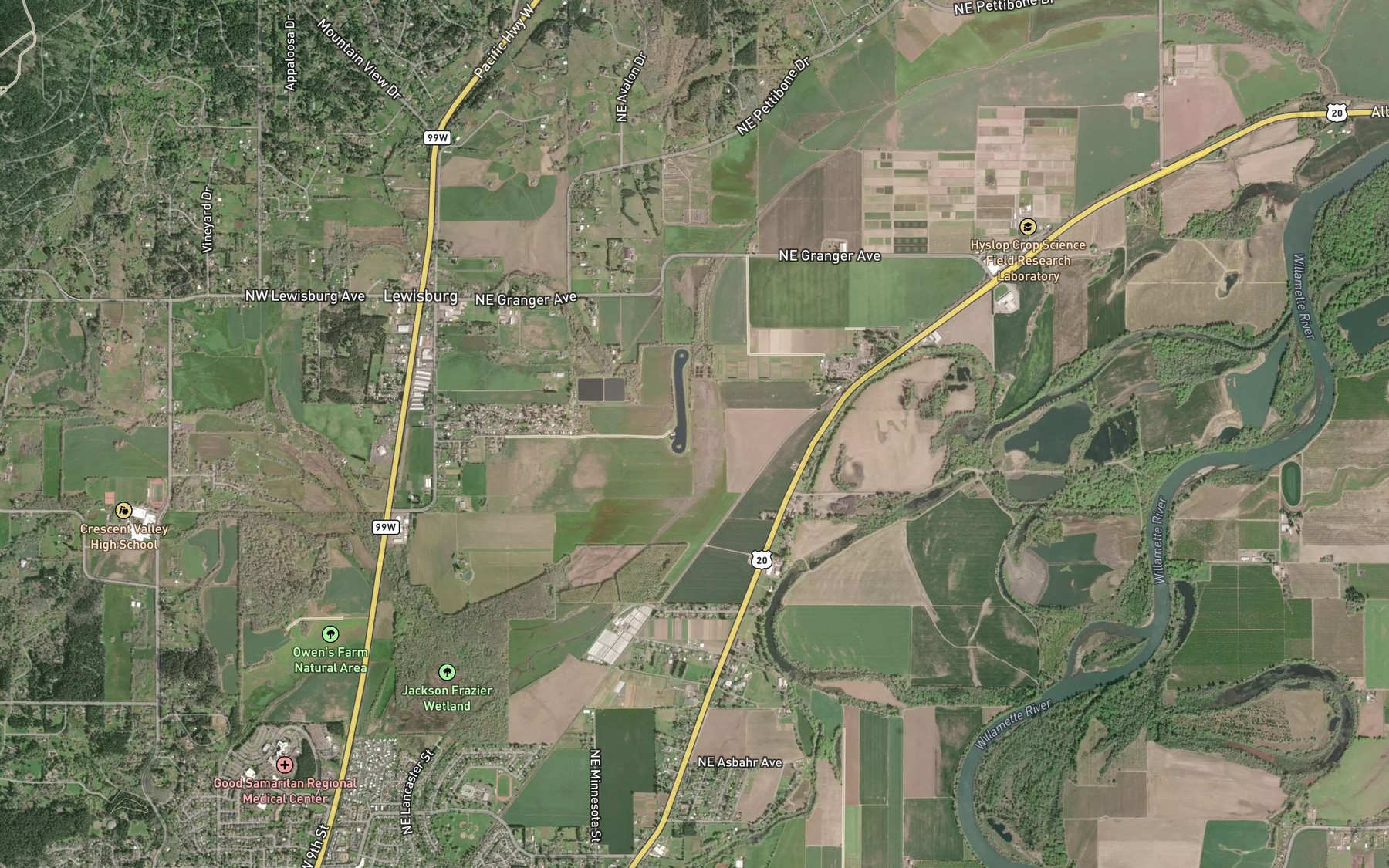 Satellite map of the Frazier Creek Ditch