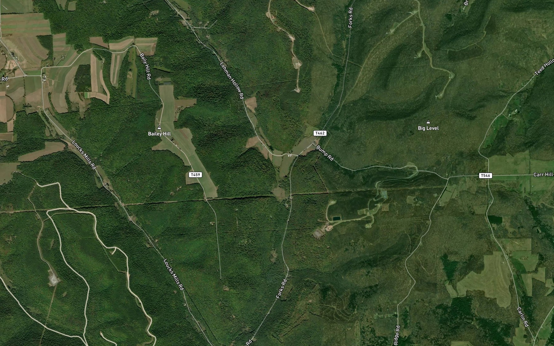Satellite map of the Lehman Run