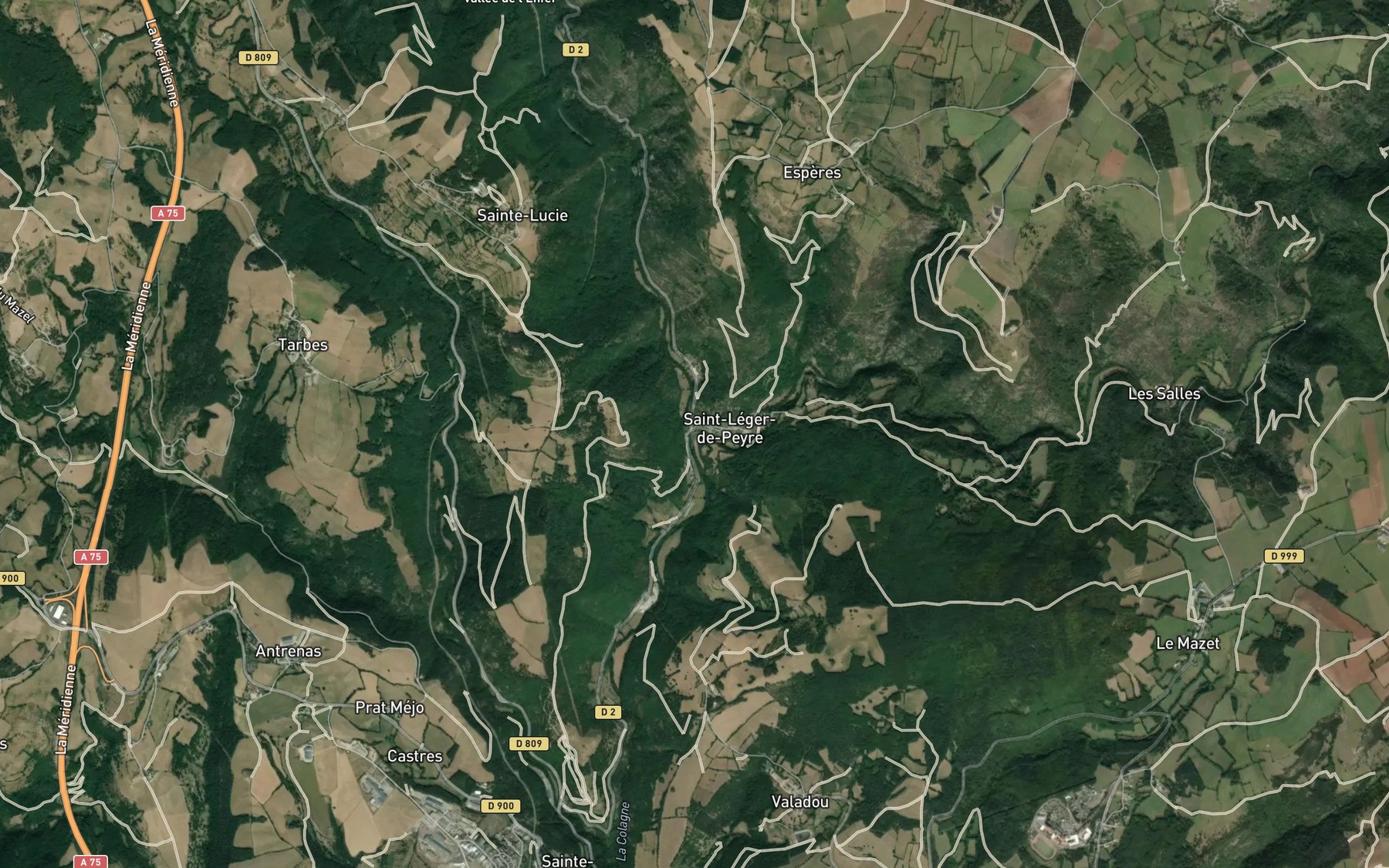 Satellite map of the Ruisseau de Crueize