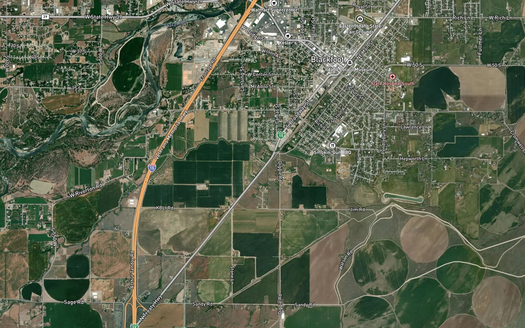 Satellite map of the Dixie Lateral