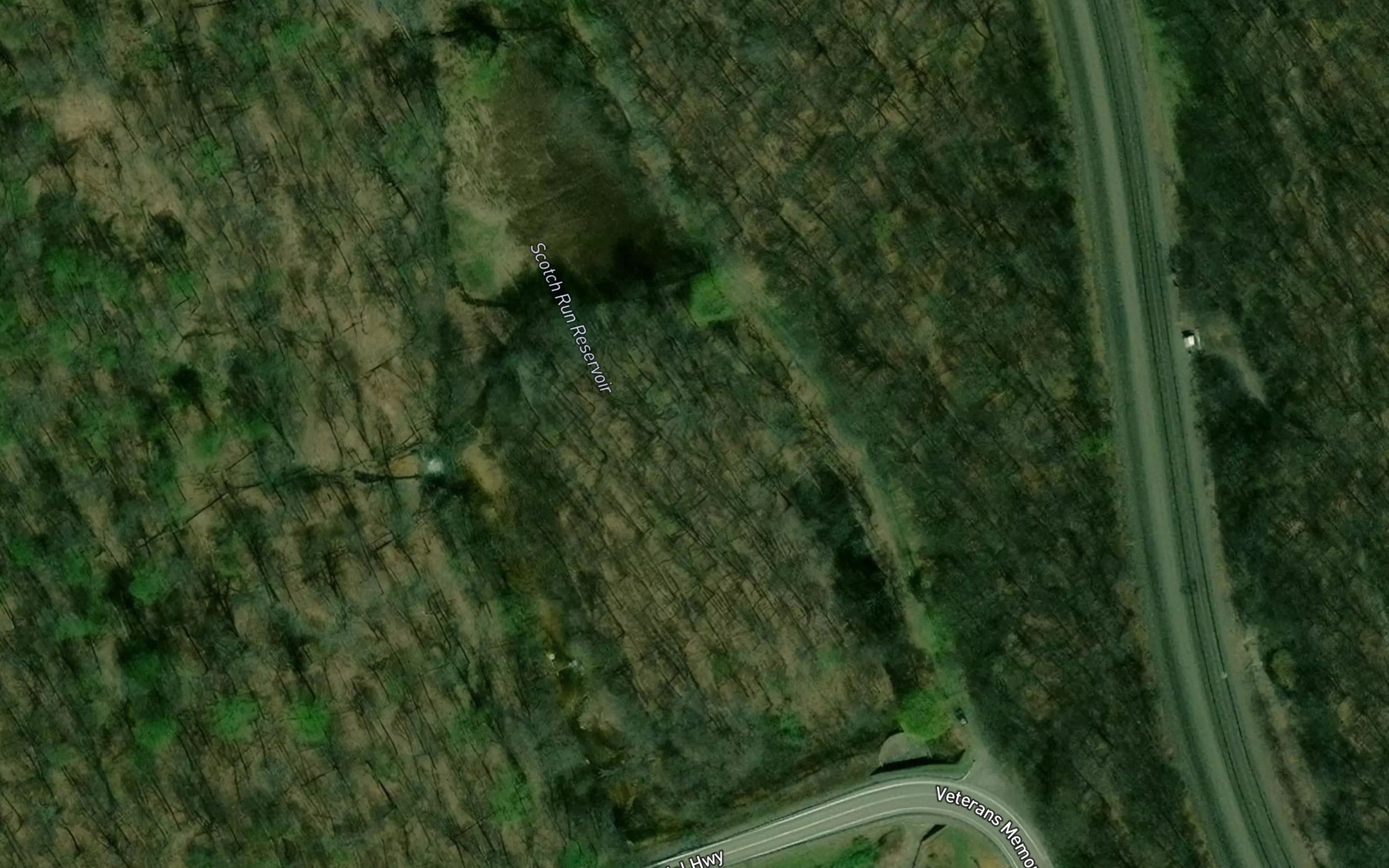 Satellite map of the Scotch Run Reservoir