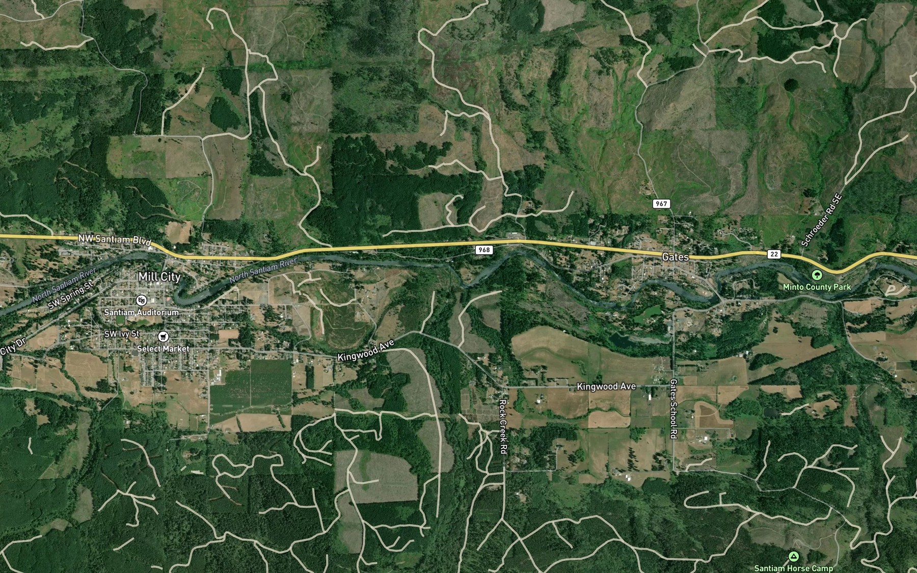 Satellite map of the Rock Creek