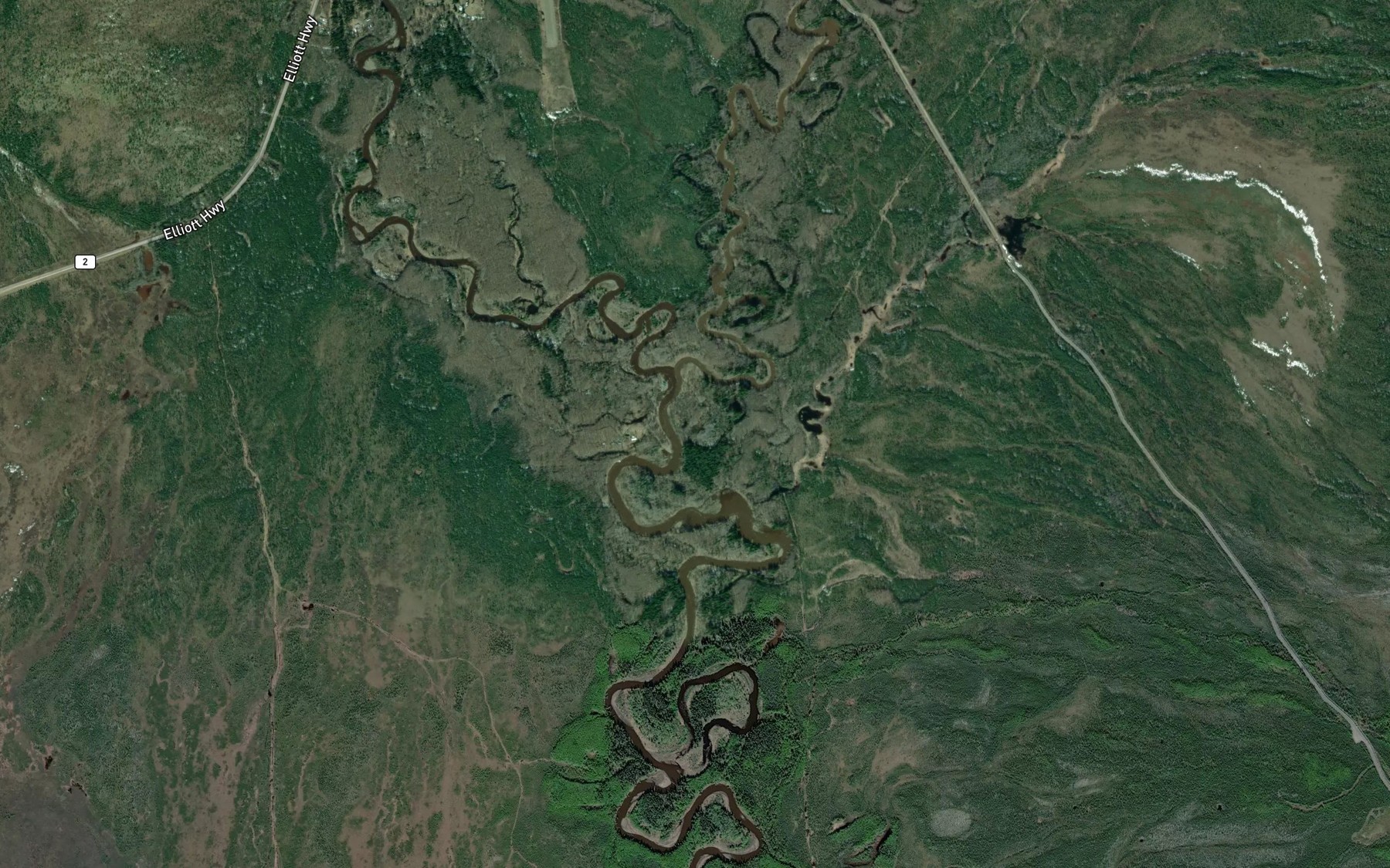 Satellite map of the West Fork Tolovana River