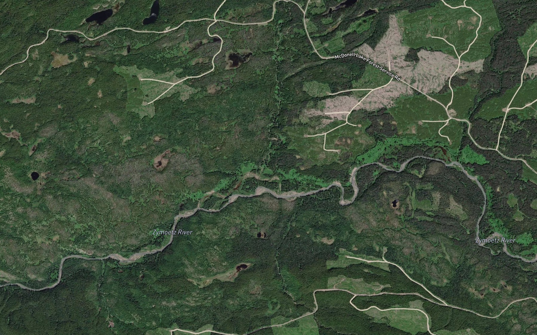 Satellite map of the Coal Creek