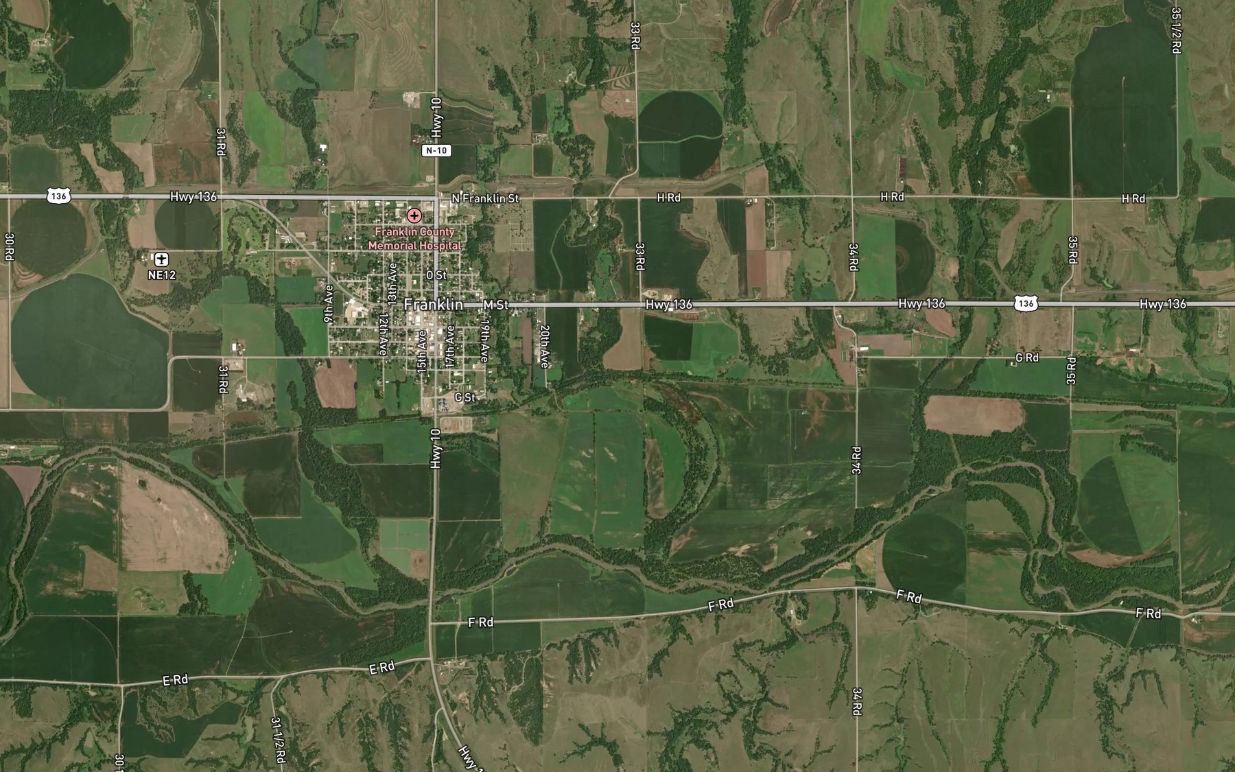 Satellite map of the Coon Creek