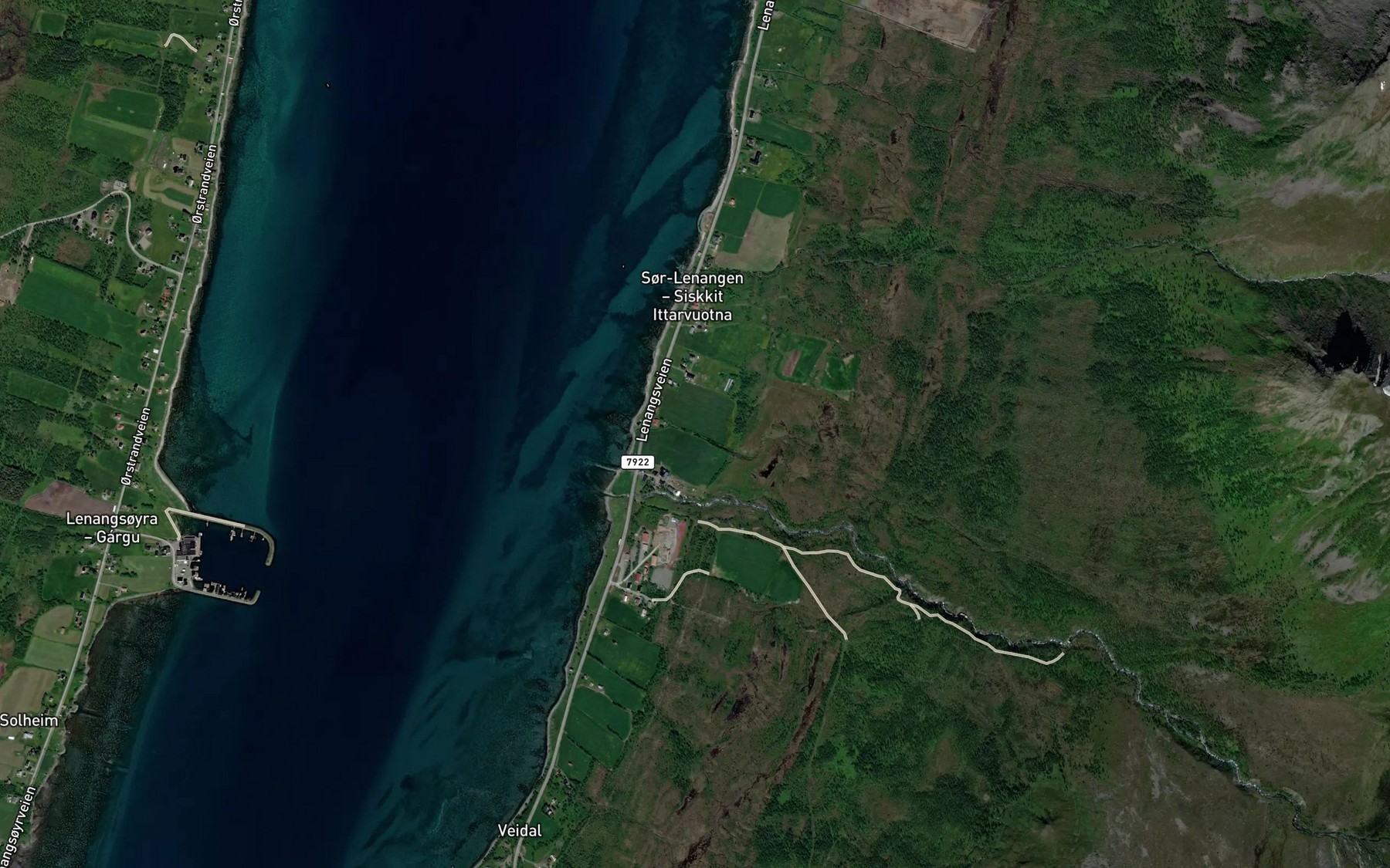 Satellite map of the Hansenelva