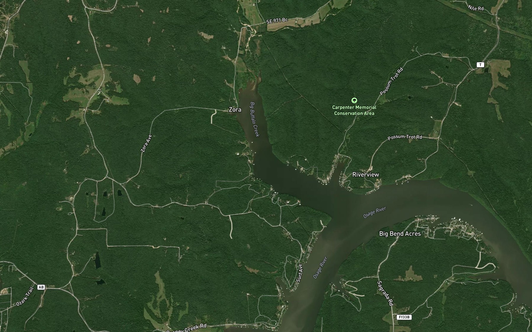 Satellite map of the Big Buffalo Creek