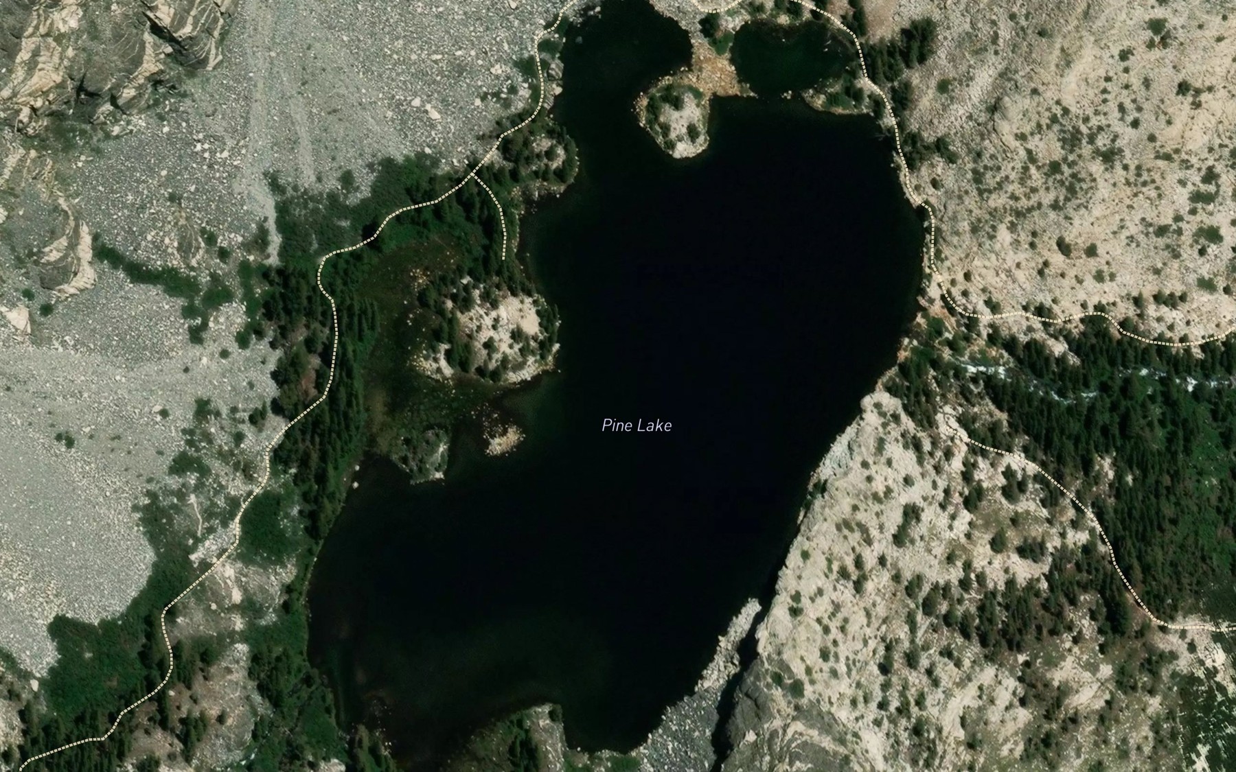 Satellite map of the Pine Lake