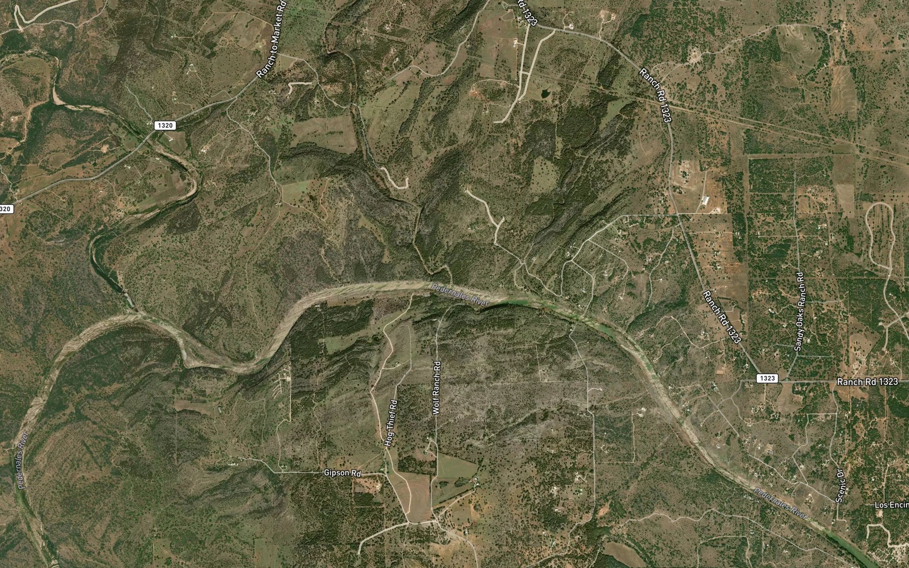 Satellite map of the Hickory Creek