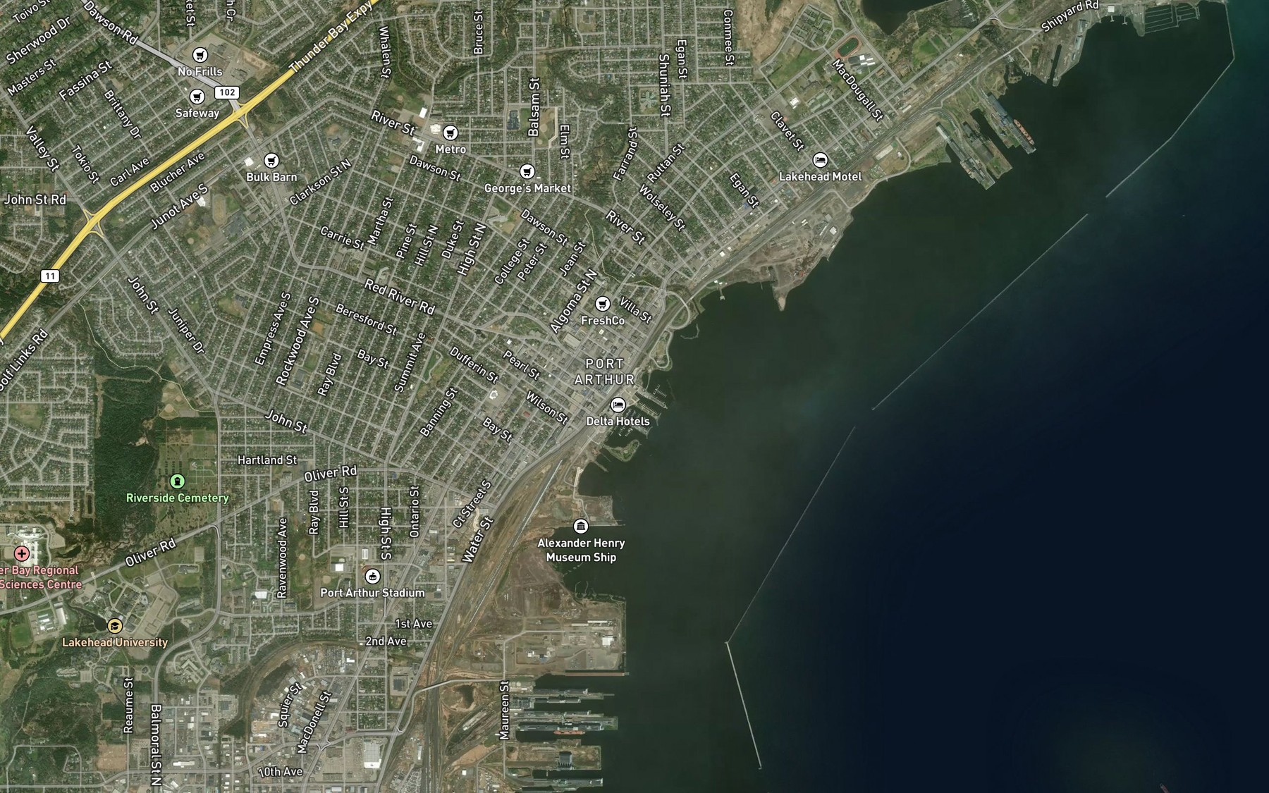 Satellite map of the McVicar Creek