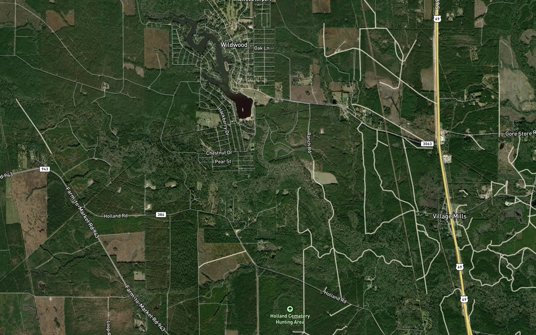 Satellite map of the Big Sandy Creek