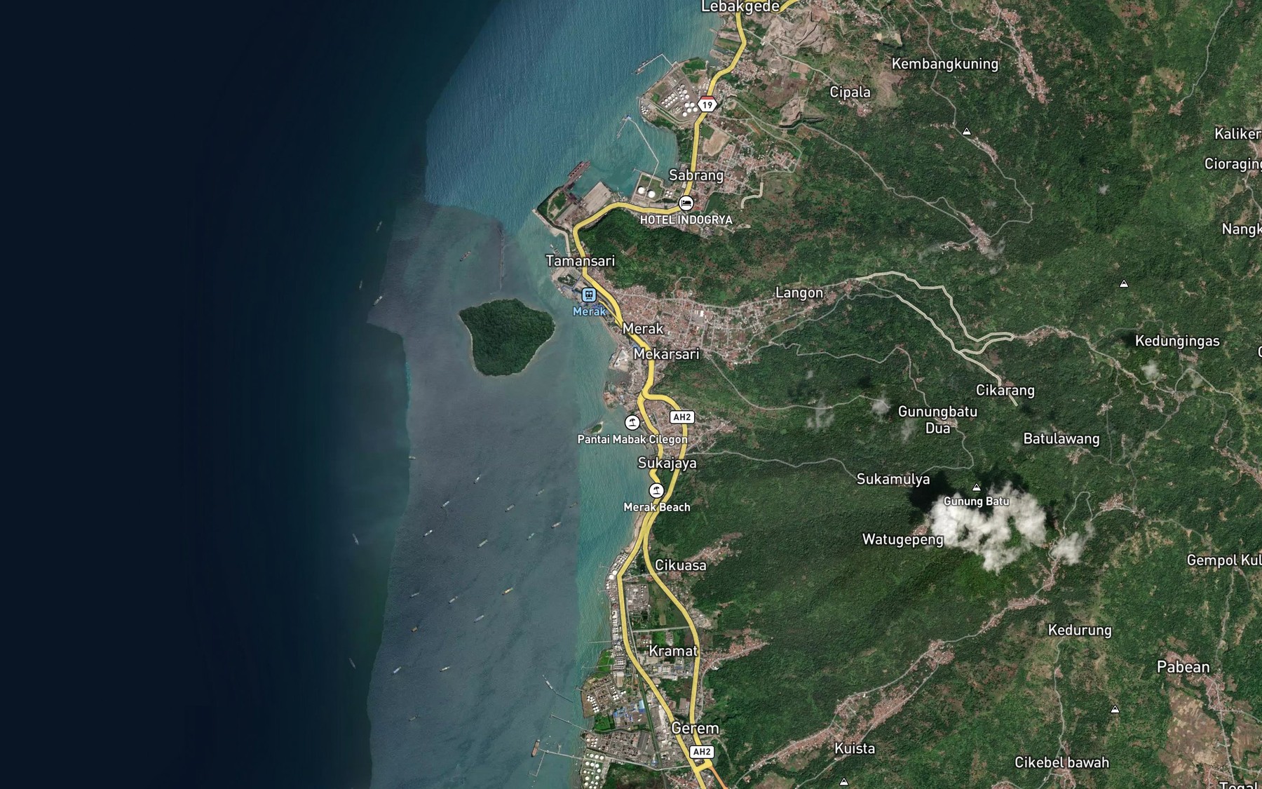 Satellite map of the Kali Langon