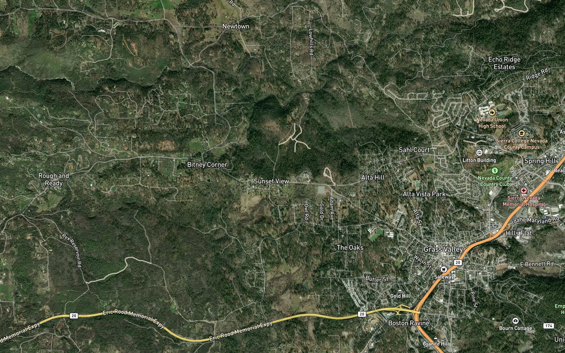 Satellite map of the Sunset View Reservoir