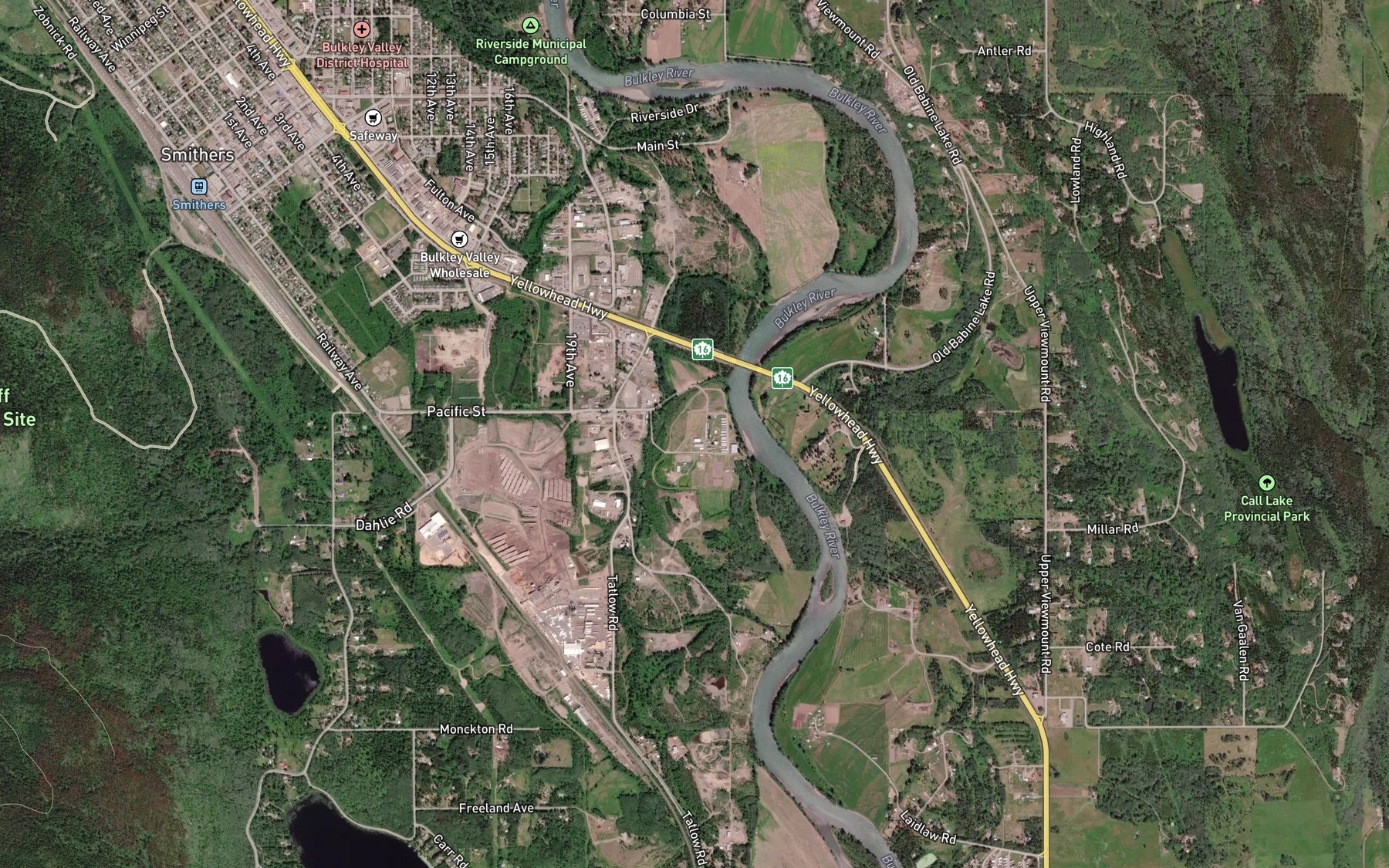 Satellite map of the Seymour Creek