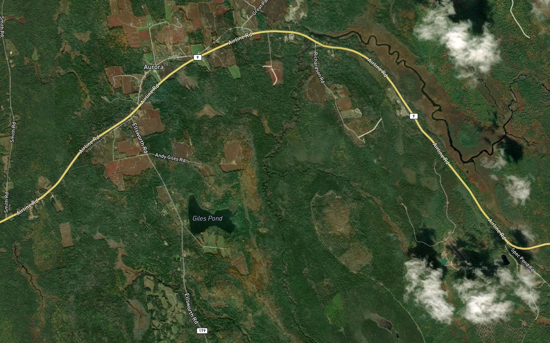 Satellite map of the Leighton Brook