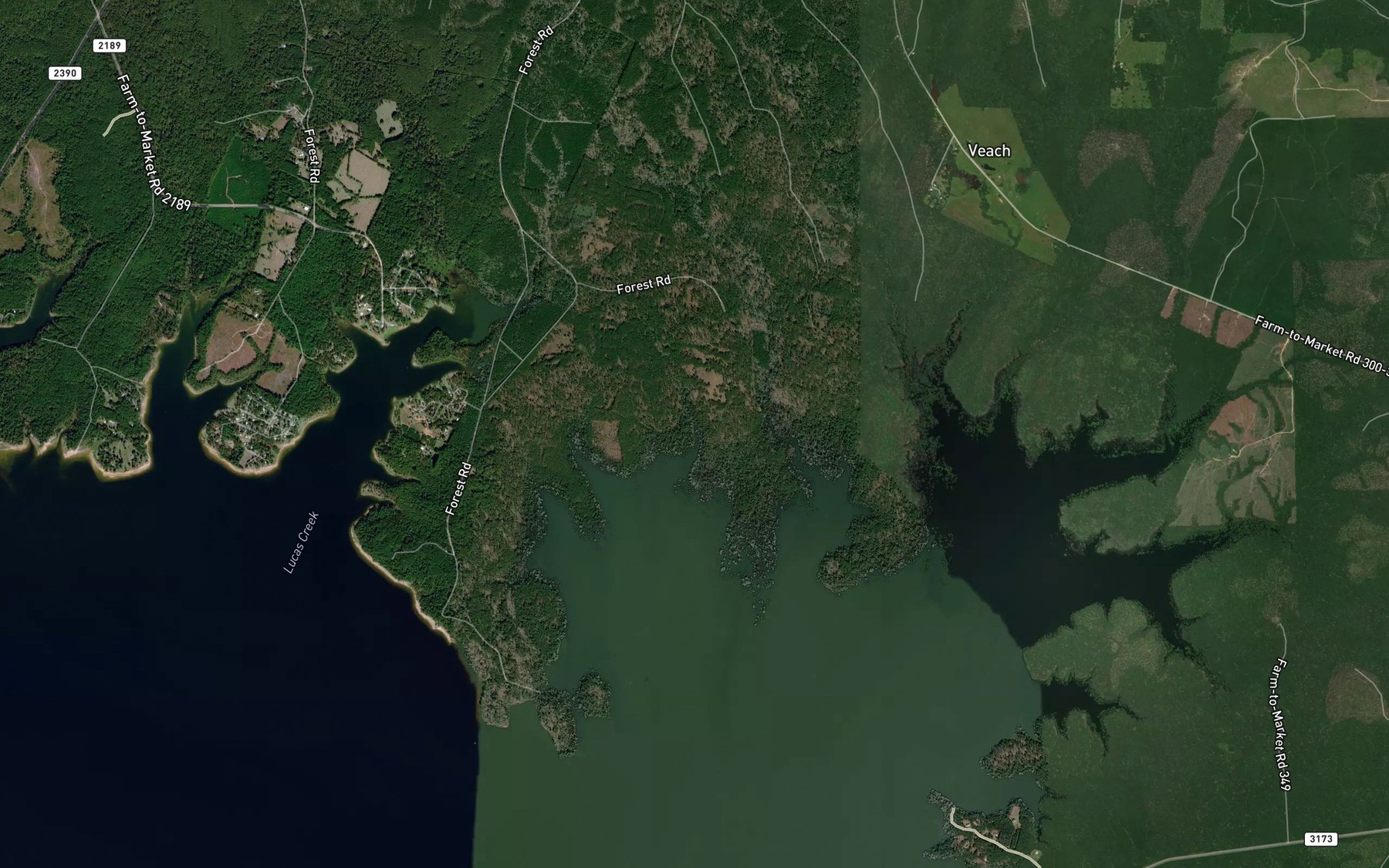 Satellite map of the Boggy Creek