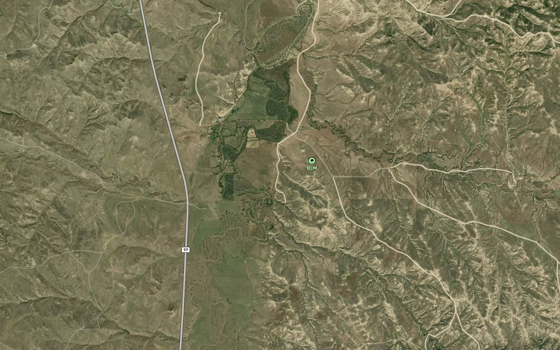 Satellite map of the Plum Creek